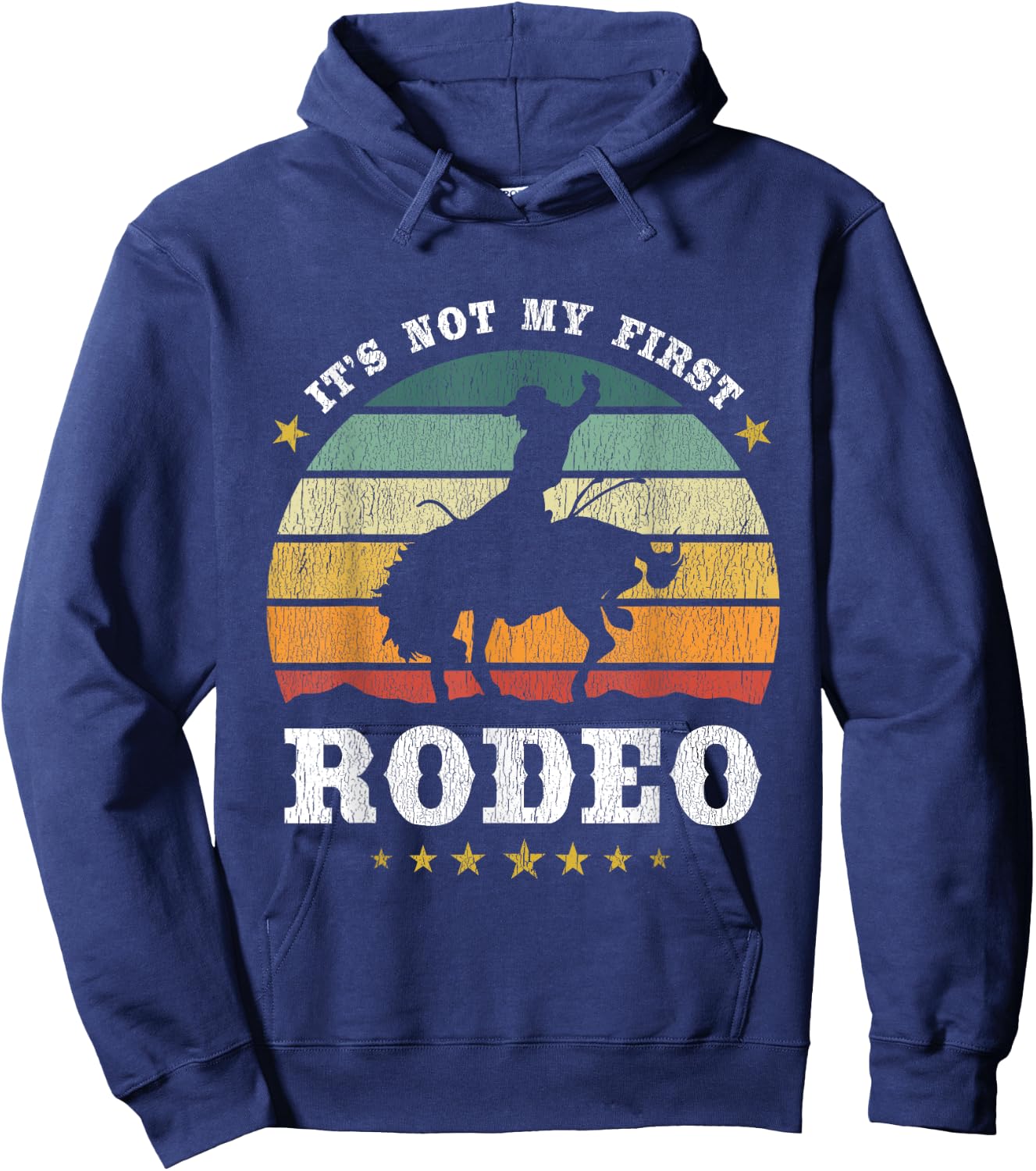 It's Not My First Rodeo, Western Texan Retro Design Hoodie - Hoodie | Navy