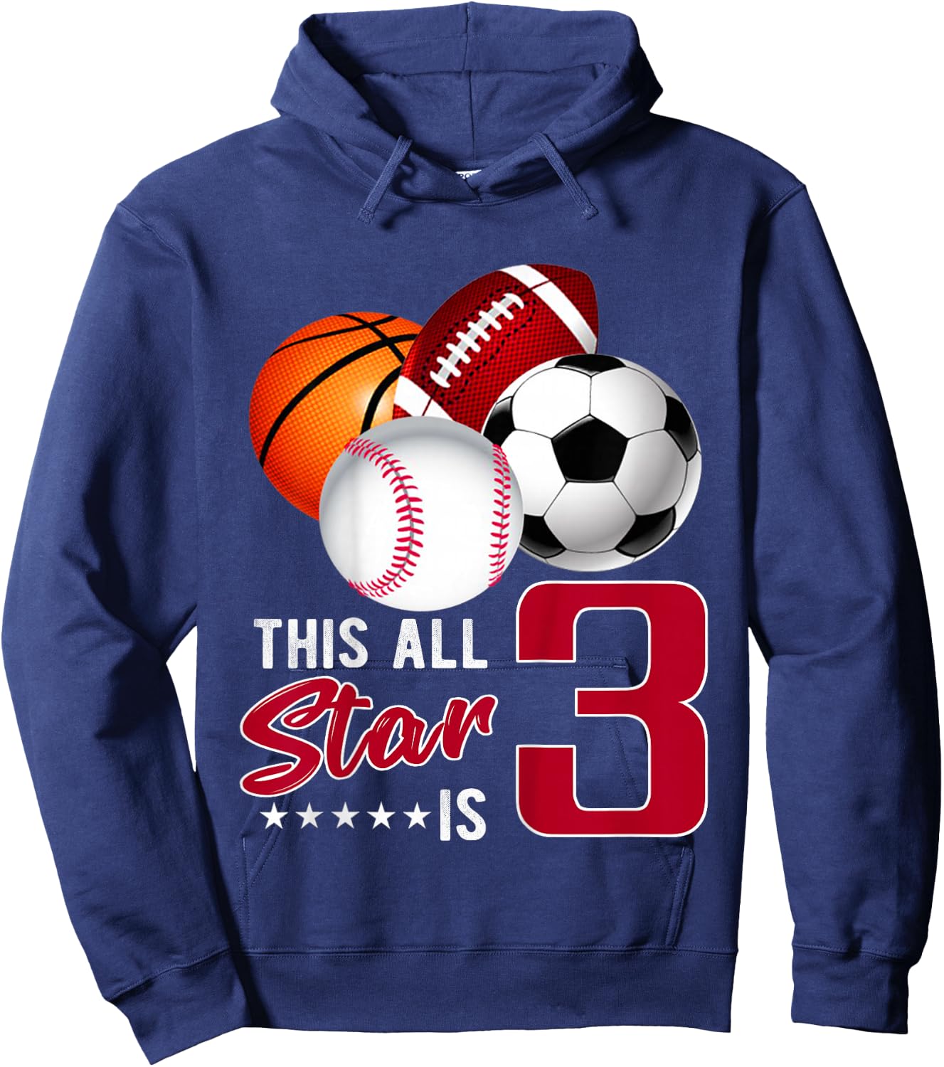 This All Star is 3 Years Old Gift Kids Birthday Hoodie - Hoodie | Navy