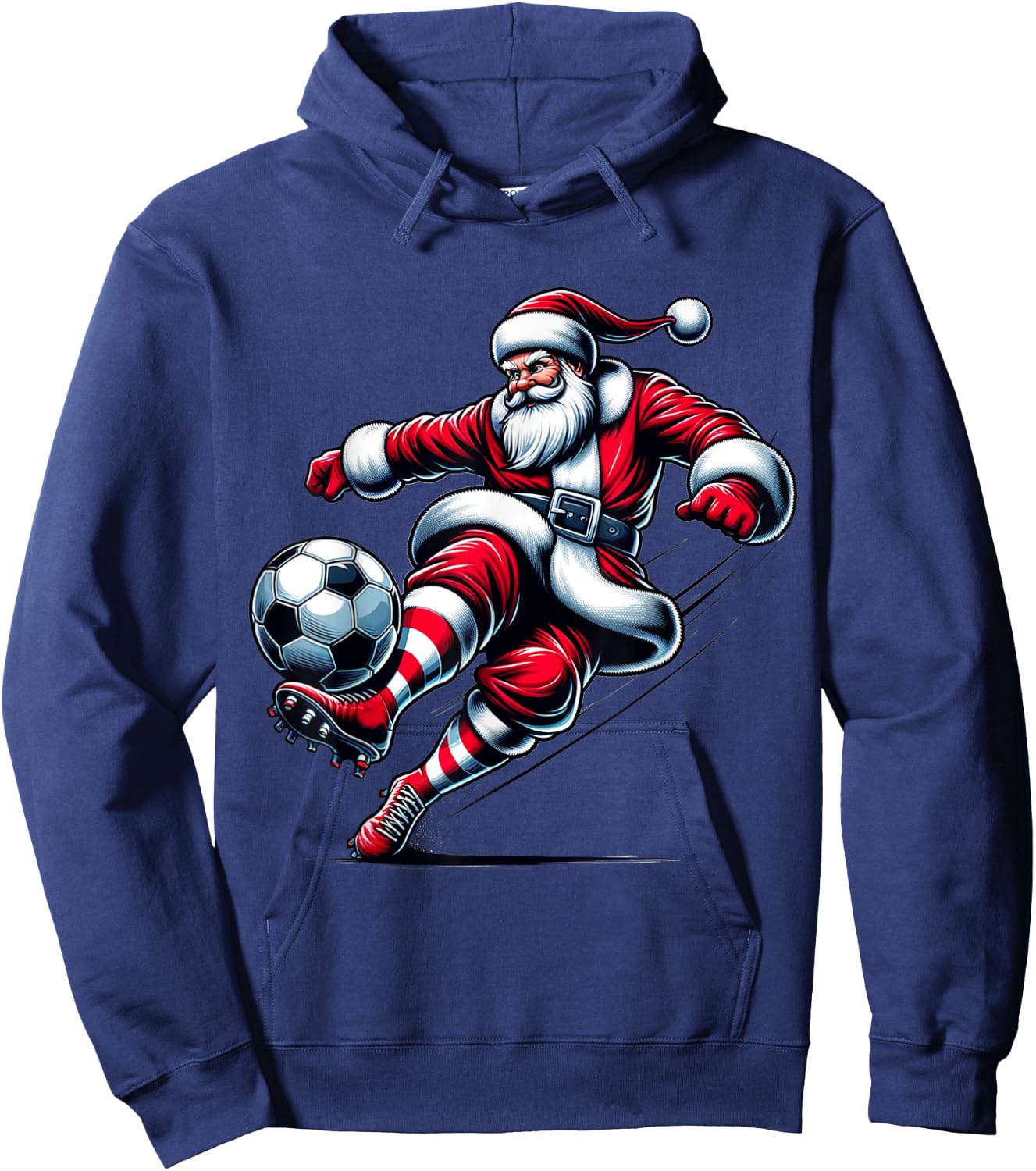Santa Plays Soccer Christmas Sports Women Men Kids Hoodie - Hoodie | Navy