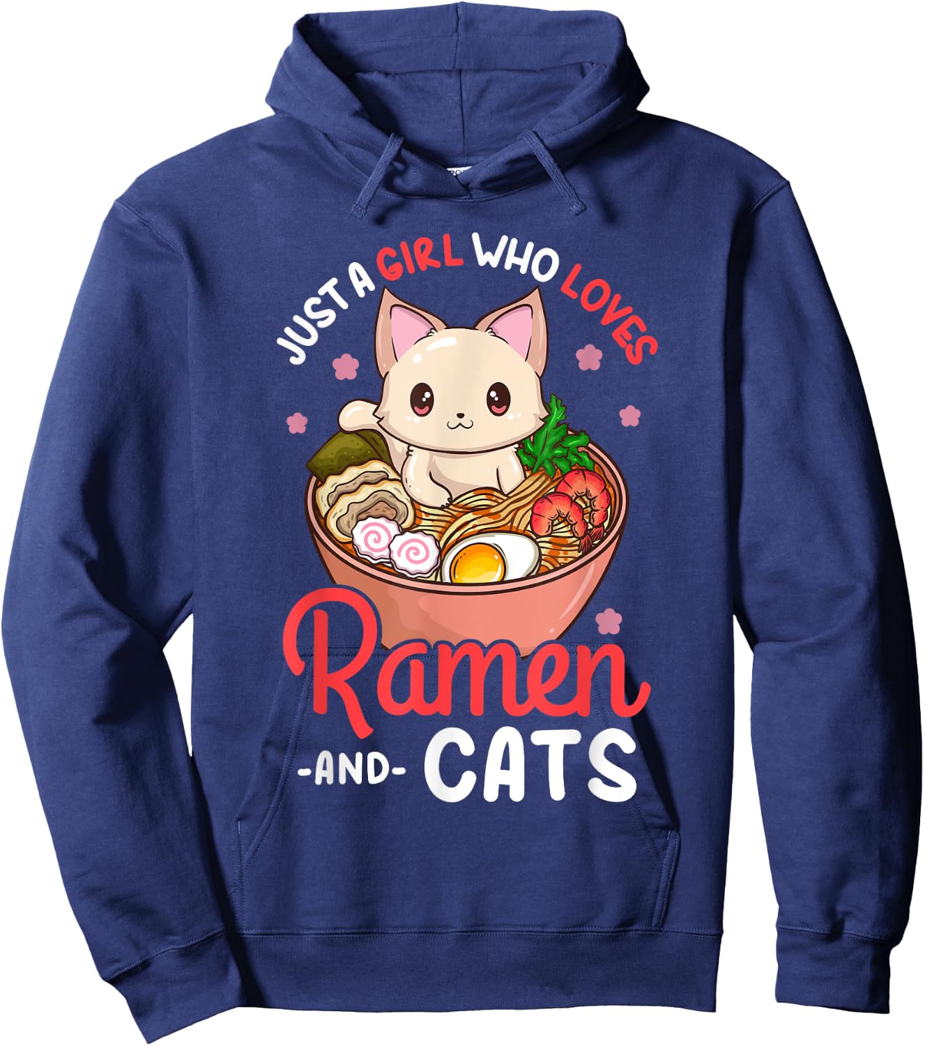 Ramen Cat Neko Anime Kawaii Otaku Girl Hoodie - Hoodie | Navy