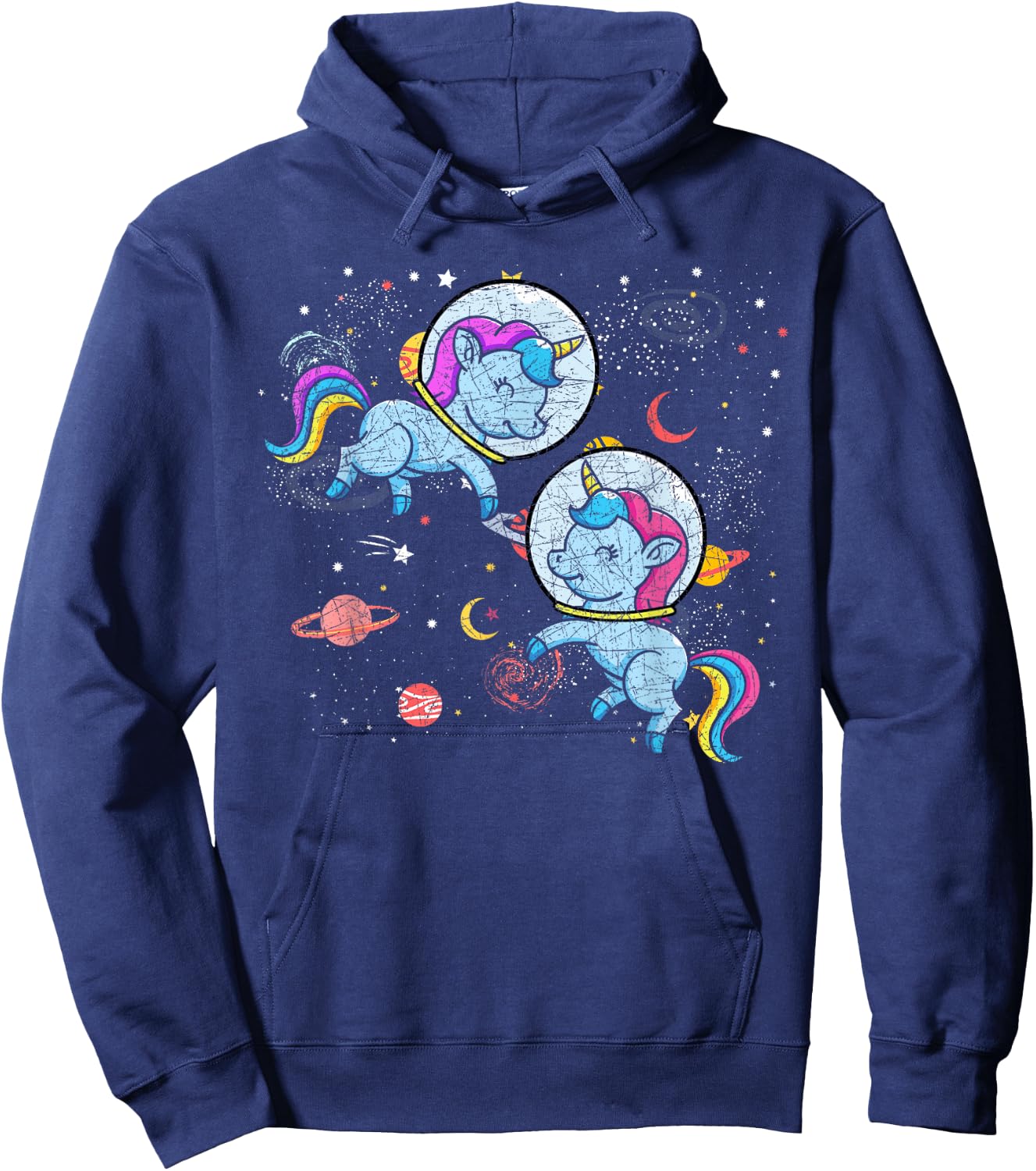 Moon Astronaut Outer Space Planets Magical Unicorn Hoodie - Hoodie | Navy