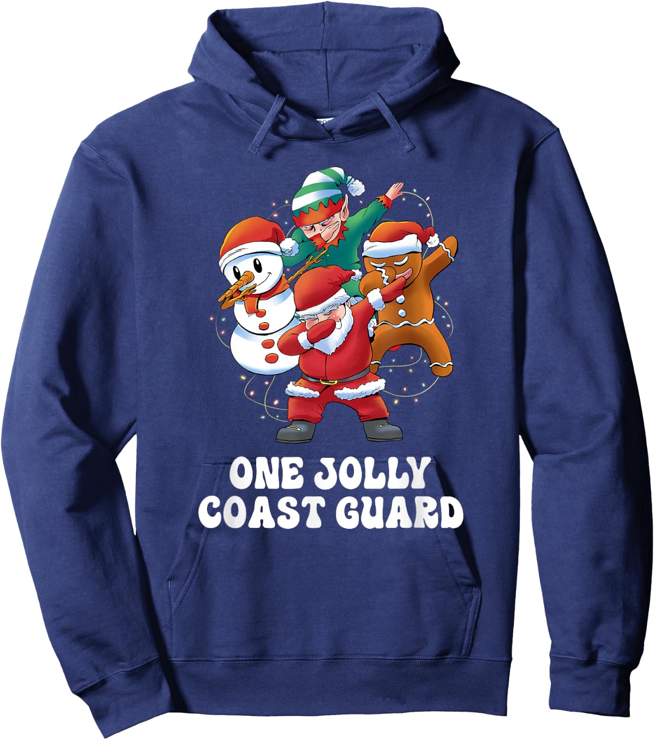 One Jolly Coast Guard Dabbing Santa Christmas Hoodie - Hoodie | Navy