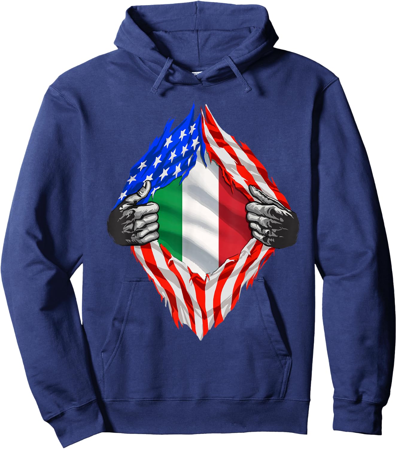 Italian American Flag T Shirt America Italy Roots Italian Hoodie - Hoodie | Navy