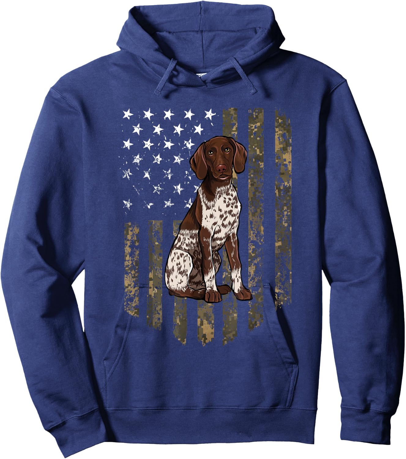 Camo American Flag German Shorthaired Pointer 4th of July Hoodie - Hoodie | Navy