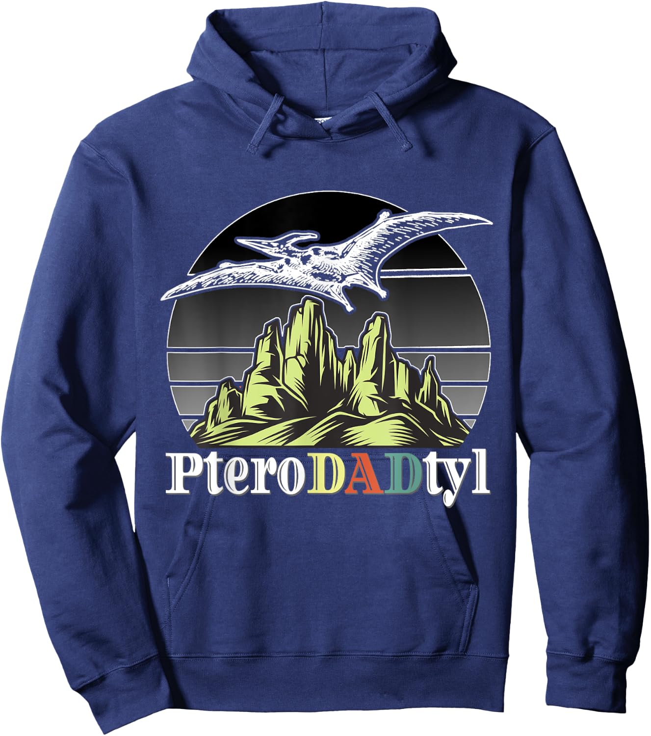 Funny Pterodactyl PteroDADtyl Awesome Dads Father Papa Daddy Hoodie - Hoodie | Navy