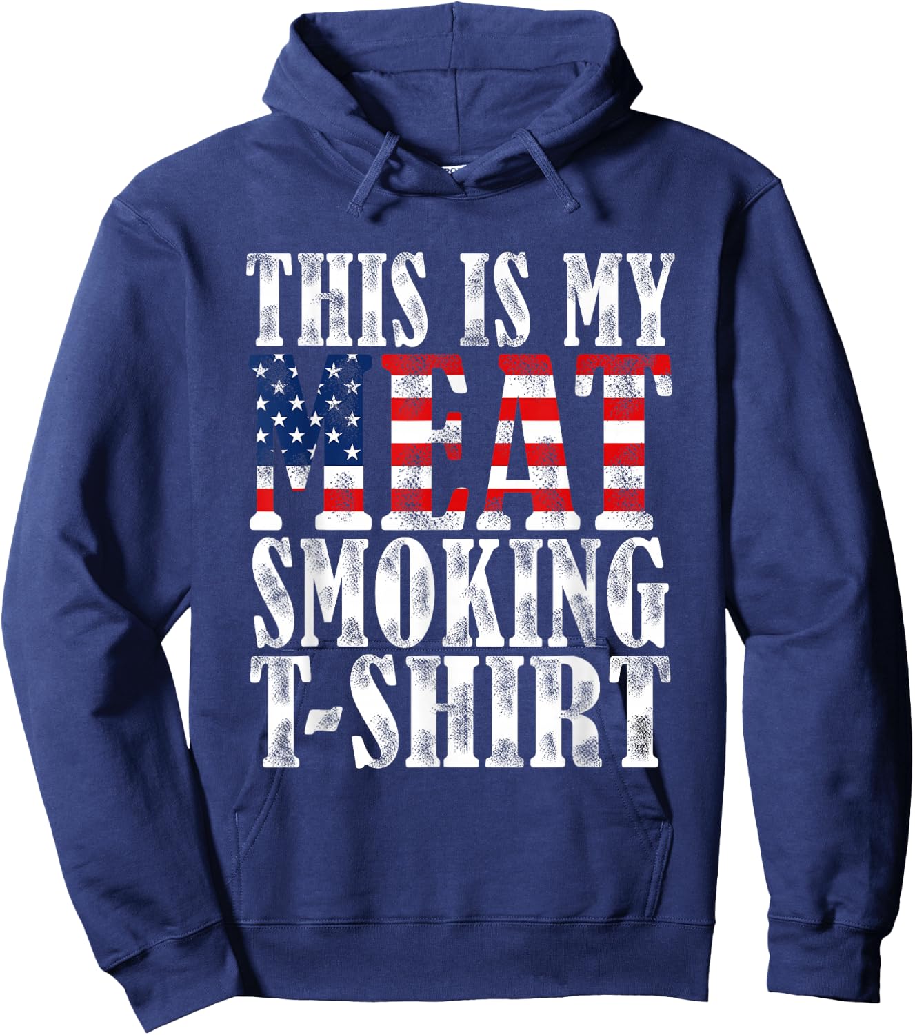 Retro BBQ Smoker Vintage US Flag This Is My Meat Smoking Hoodie - Hoodie | Navy