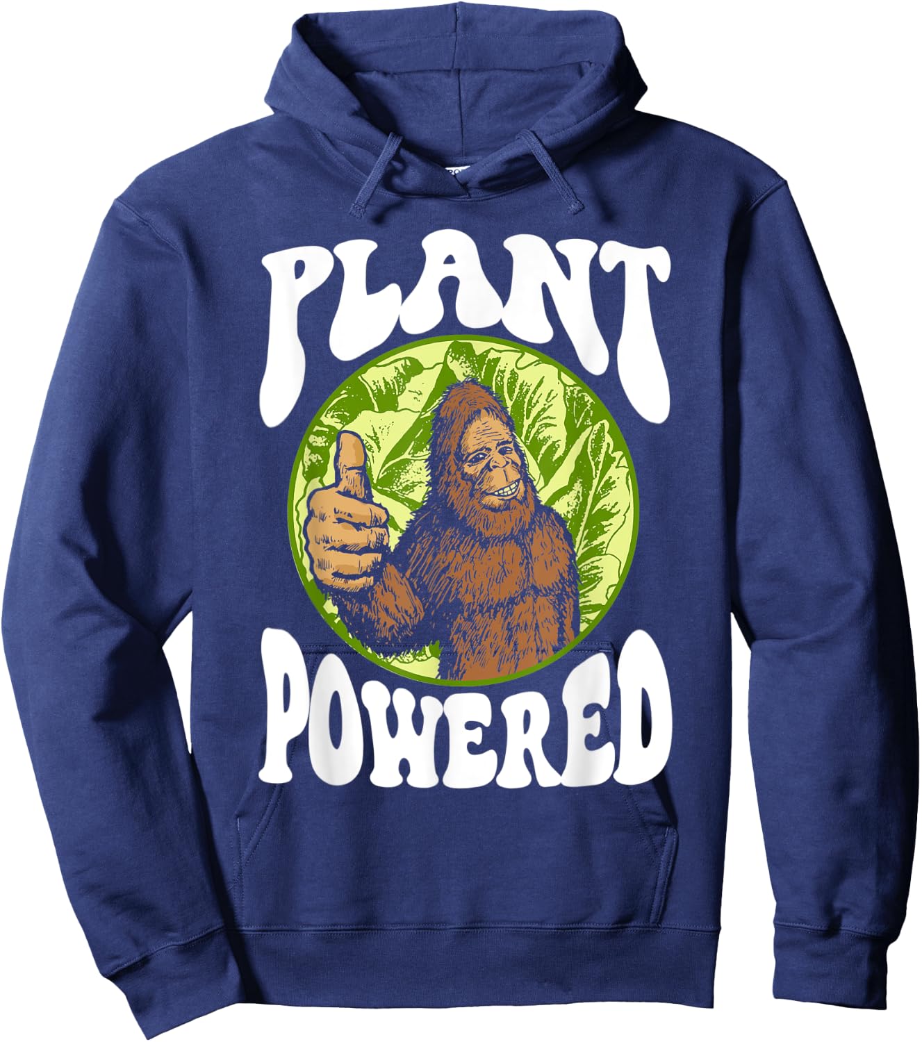 Plant-Powered Funny Vegan Vegetarian Bigfoot Squatch Retro Hoodie - Hoodie | Navy