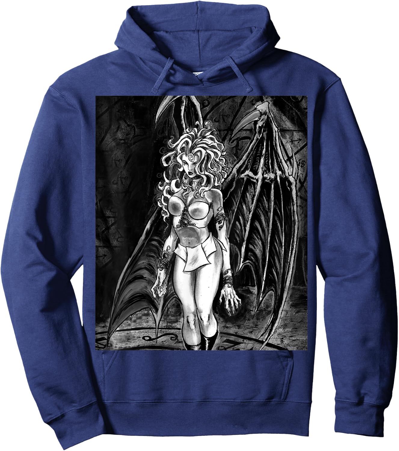 SEXY VAMPIRE GIRL HORROR Succubus Illustrated Hoodie - Hoodie | Navy