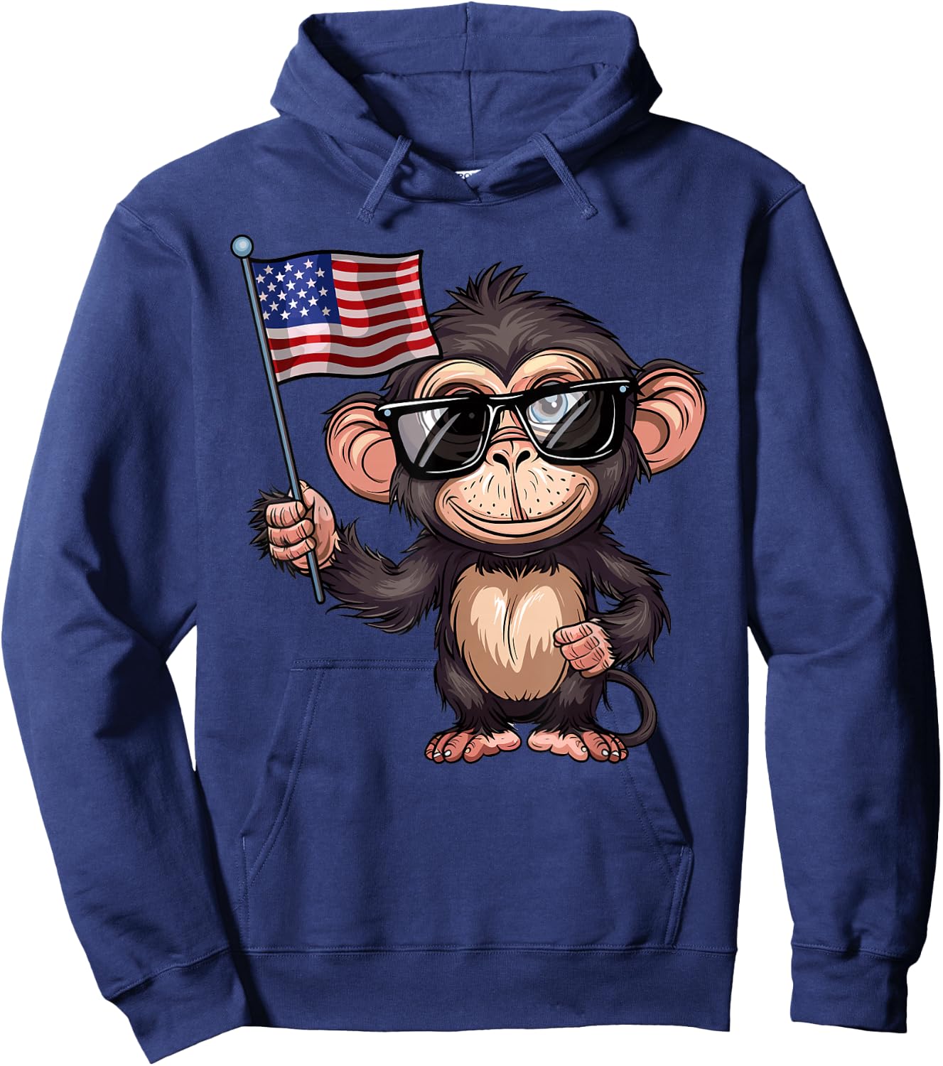 Monkey USA Flag - Funny Monkey Lovers 4th of July Hoodie - Hoodie | Navy