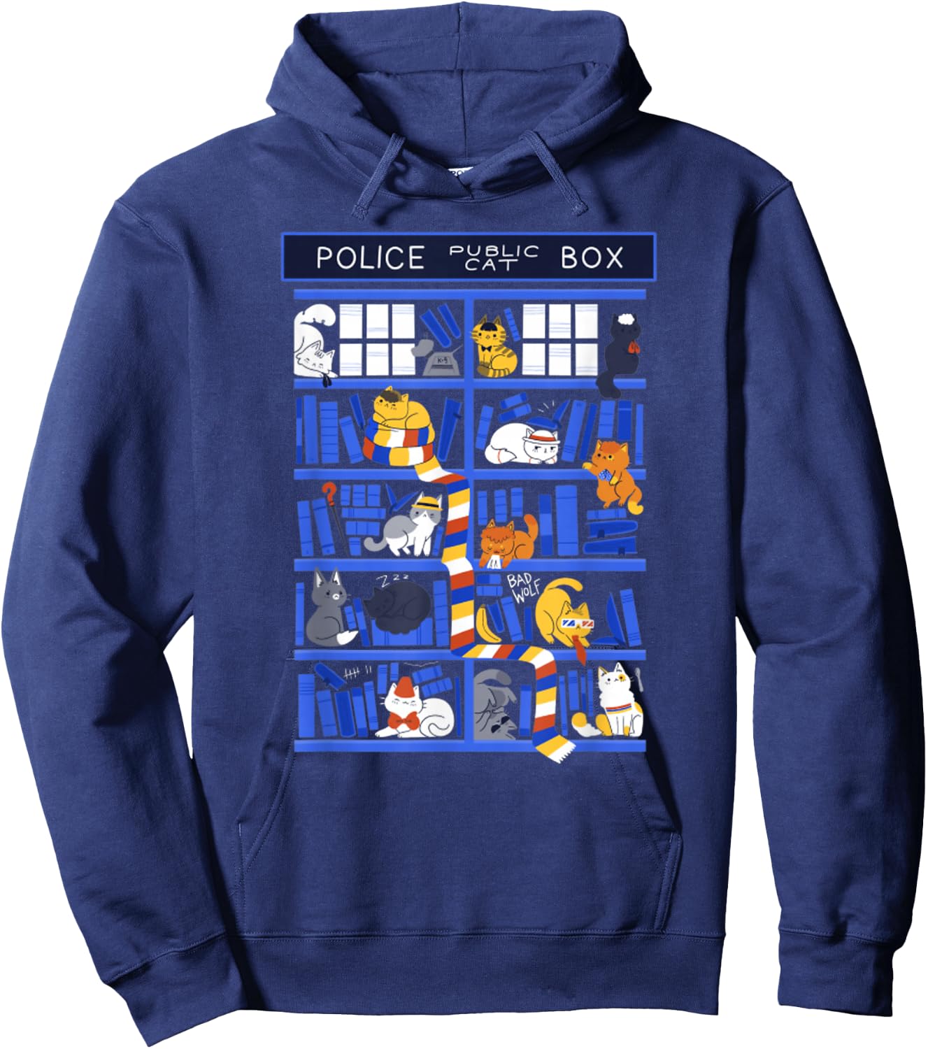Library Box Who Police Box Cute Cat TV Series Hoodie - Hoodie | Navy