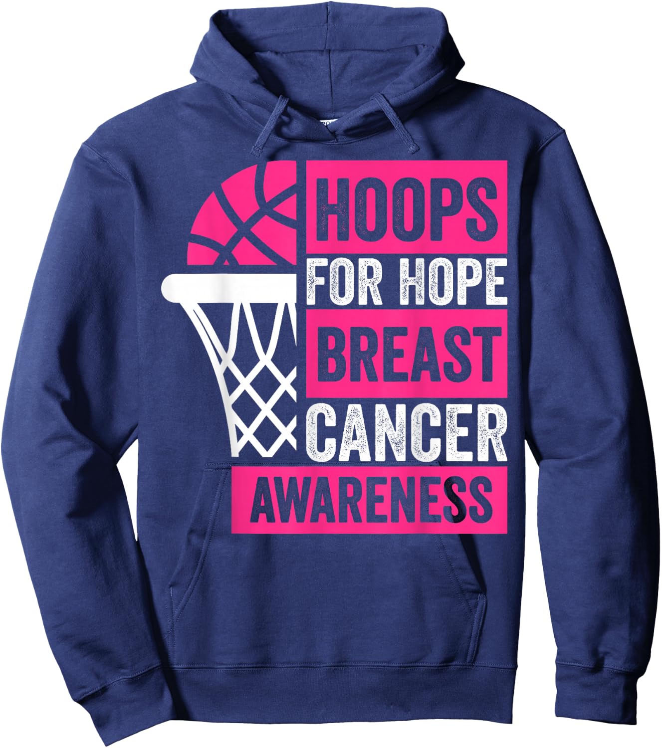 Hoops For Hope Basketball Family Breast Cancer Awareness Hoodie - Hoodie | Navy