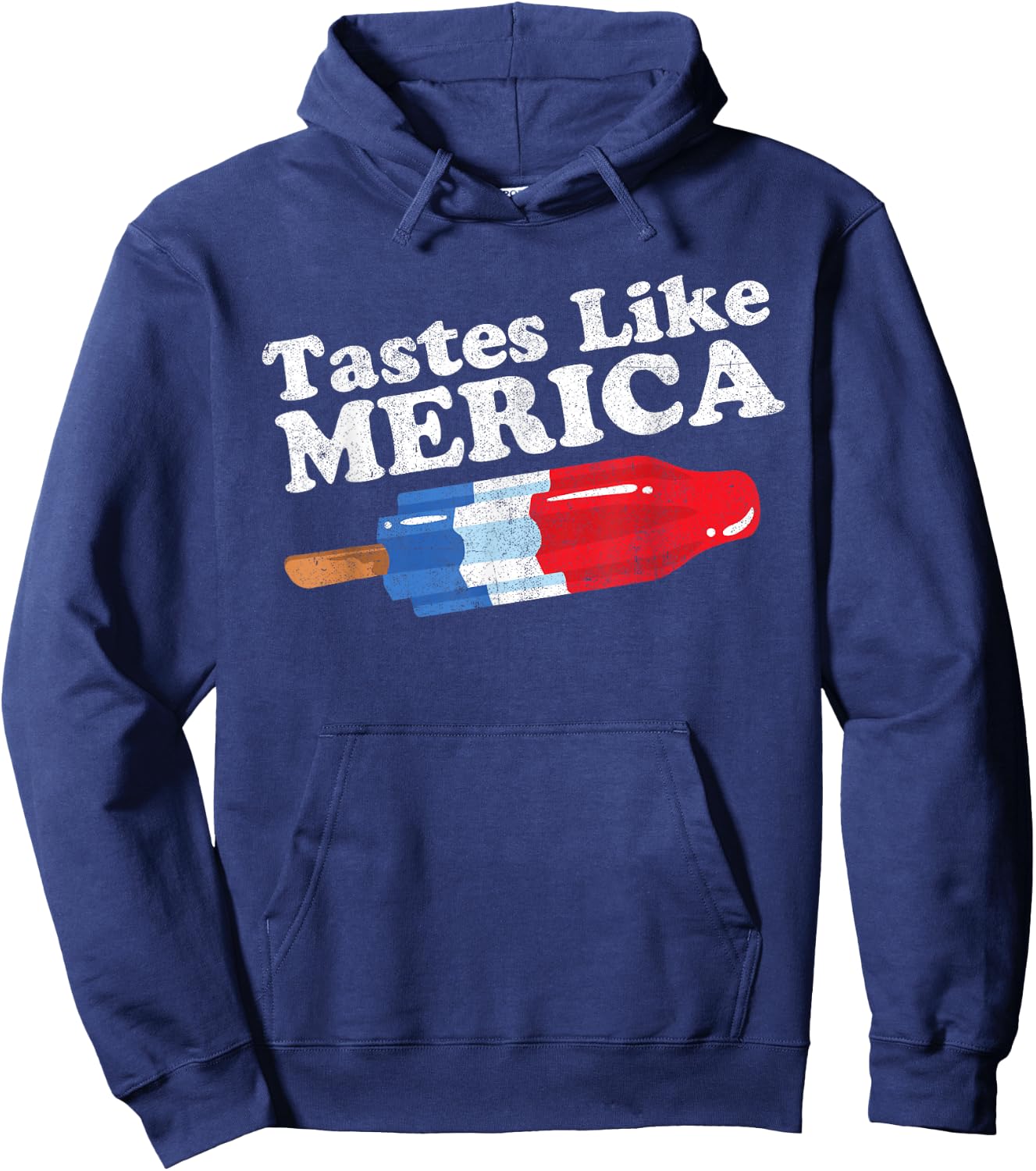 Tastes Like Merica Funny Popsicle 4th of July Retro 80s Gift Hoodie - Hoodie | Navy