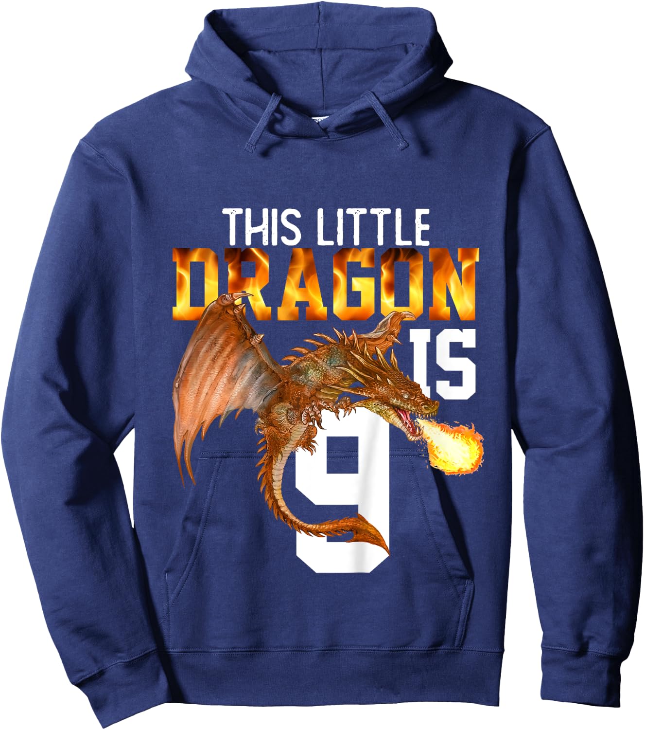 Turning 9 Year Old Birthday Gift Boy Dragon 9th Bday Girl Hoodie - Hoodie | Navy