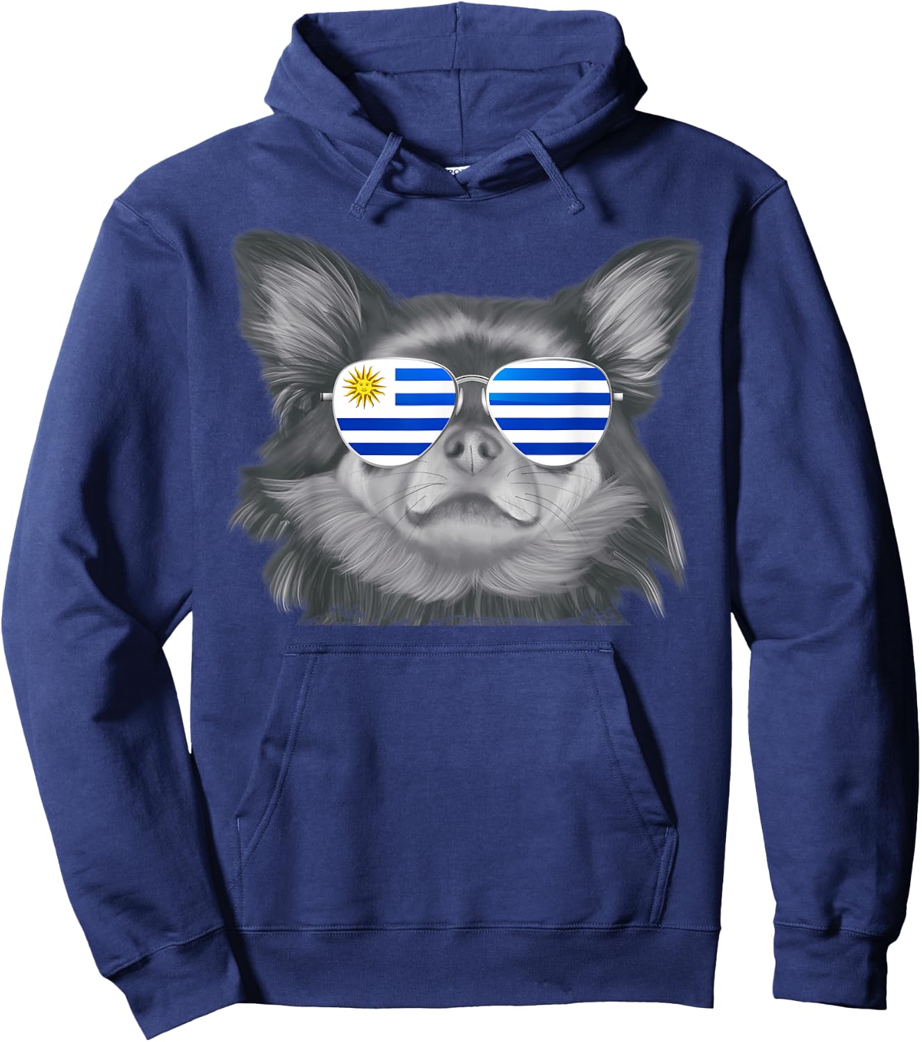 Black Chihuahua Dog Uruguay Sunglasses Hoodie - Hoodie | Navy