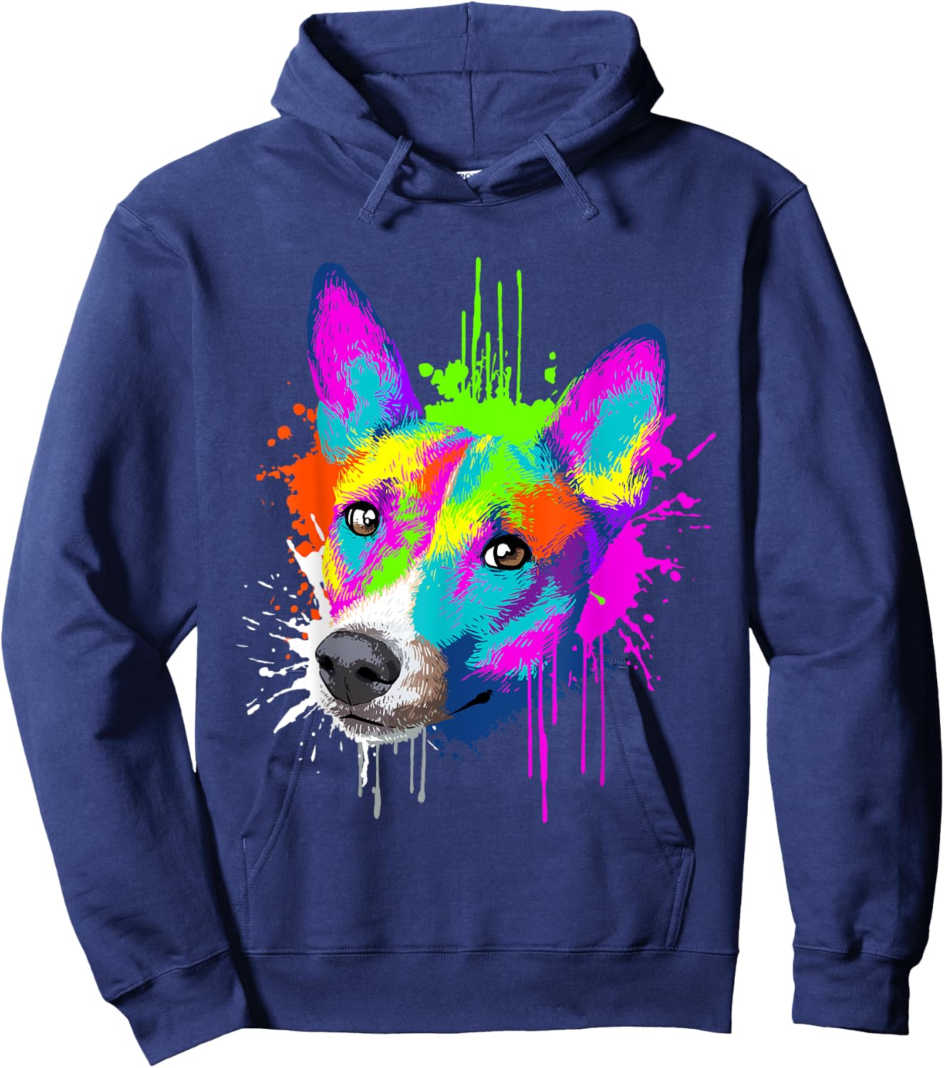 Splash Art Basenji Dog Holder Gift Dogs Men Women Kids Hoodie - Hoodie | Navy