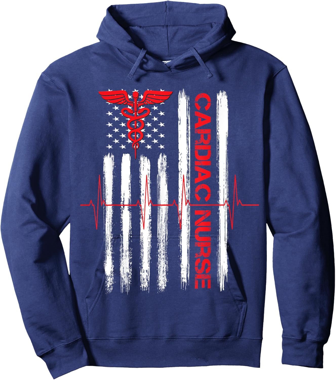 Cardiac Nurse American Flag Patriotic Registered Nurse Gift Men Hoodie - Hoodie | Navy