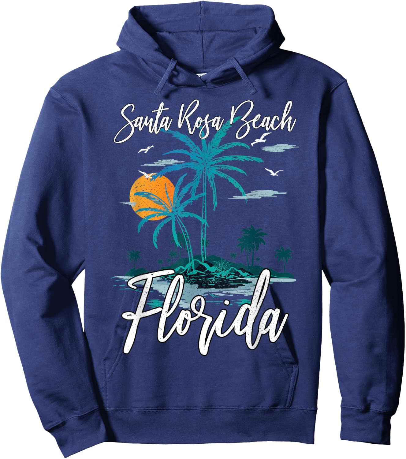Family Vacation Retro Sunset Florida Santa Rosa Beach Hoodie - Hoodie | Navy