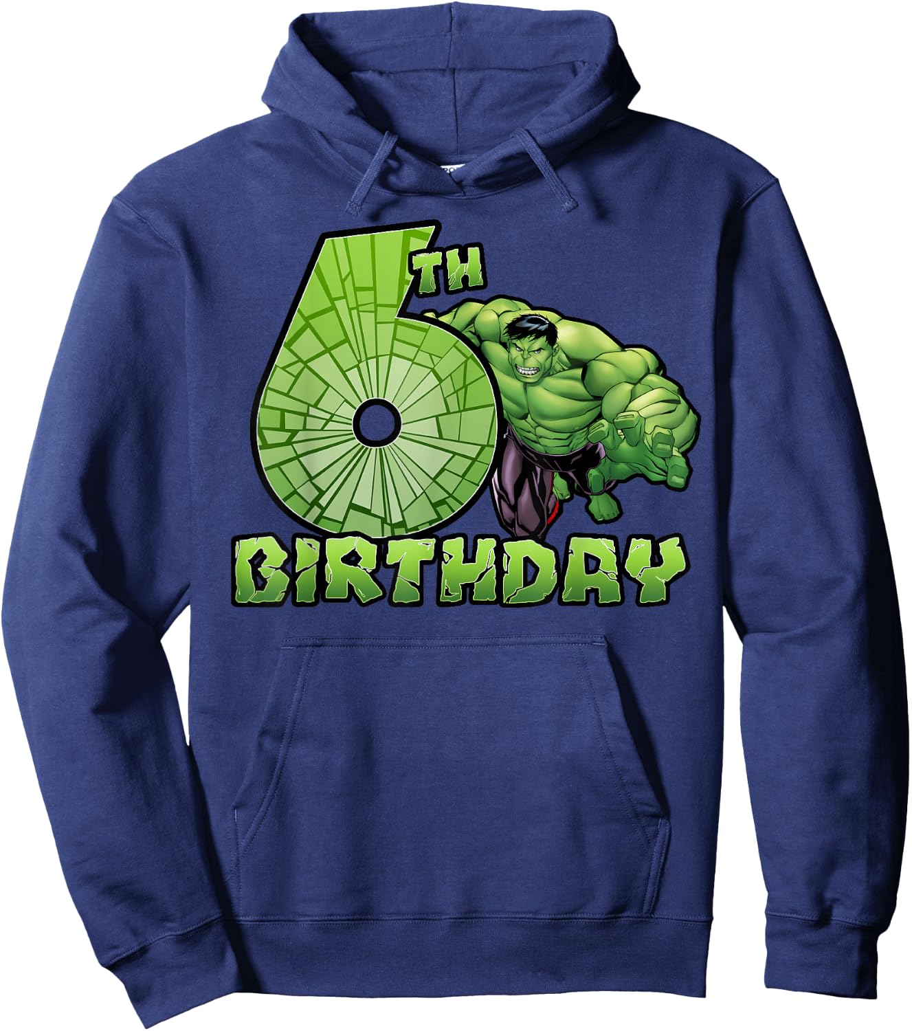 Marvel Avengers Hulk Smash 6th Birthday Hoodie - Hoodie | Navy