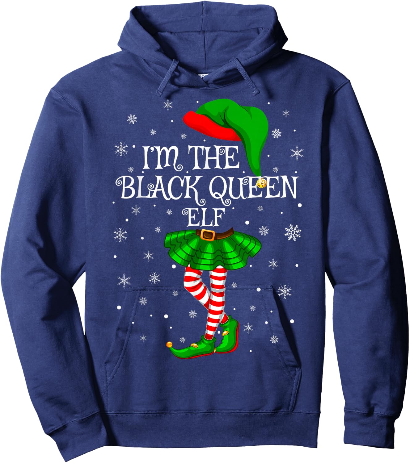 Black Queen Elf Christmas Matching Family Women Girls Elf Hoodie - Hoodie | Navy