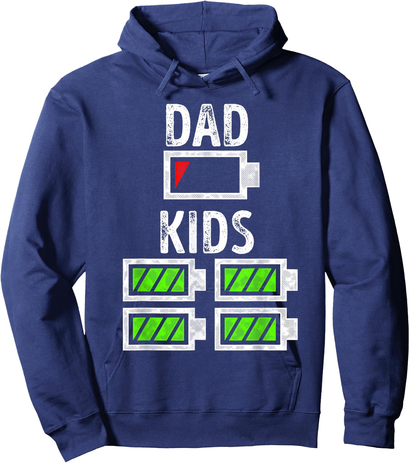 Dad of Four Low Battery Funny Father of 4 Kids Dad Hoodie - Hoodie | Navy