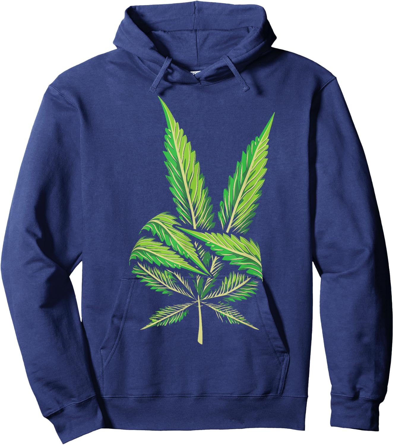 Funny Peace Hand Weed Gift Cool Marijuana Leaf Peace Sign Hoodie - Hoodie | Navy