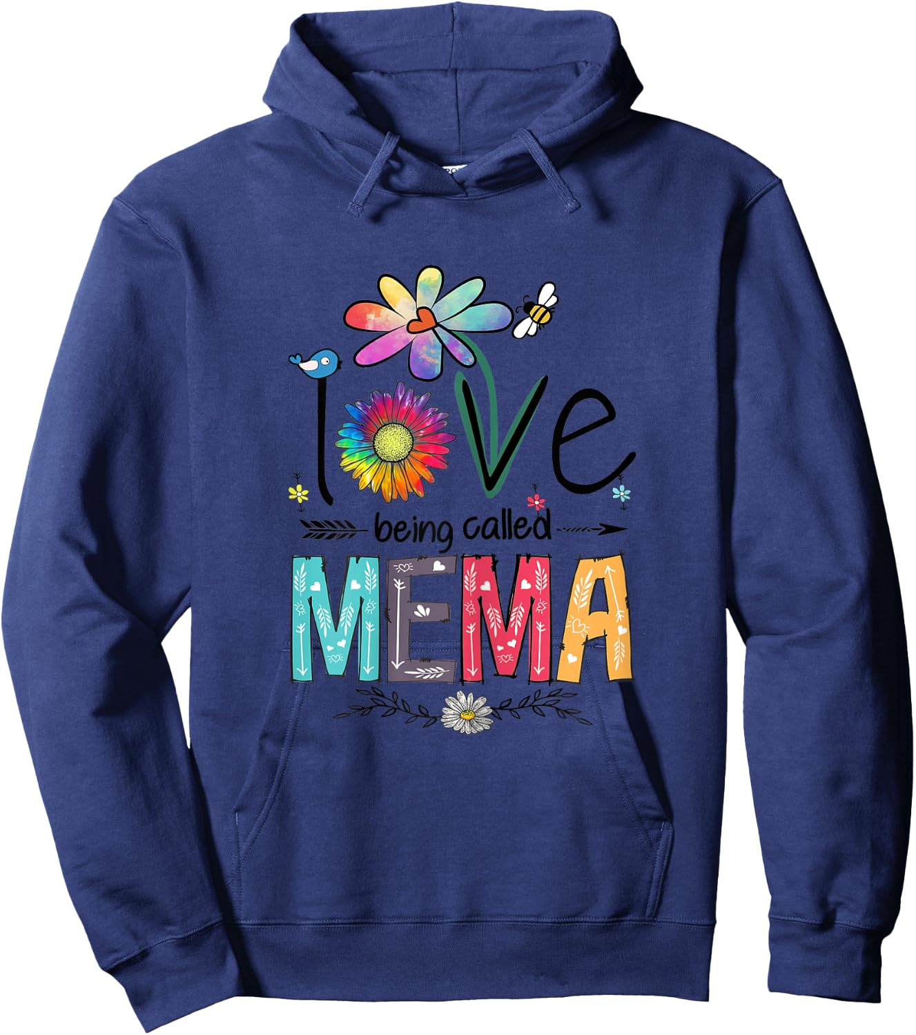 I Love Being Called Mema Daisy Flower Cute Mother's Day Hoodie - Hoodie | Navy