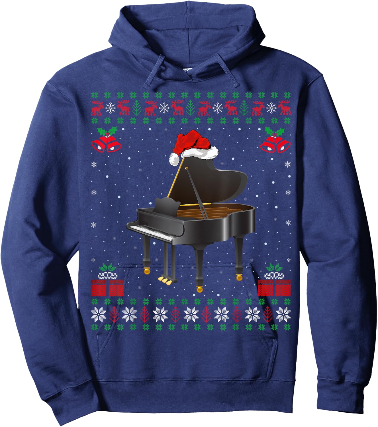 Piano Player Music Lover Xmas Gift Ugly Piano Christmas Hoodie - Hoodie | Navy