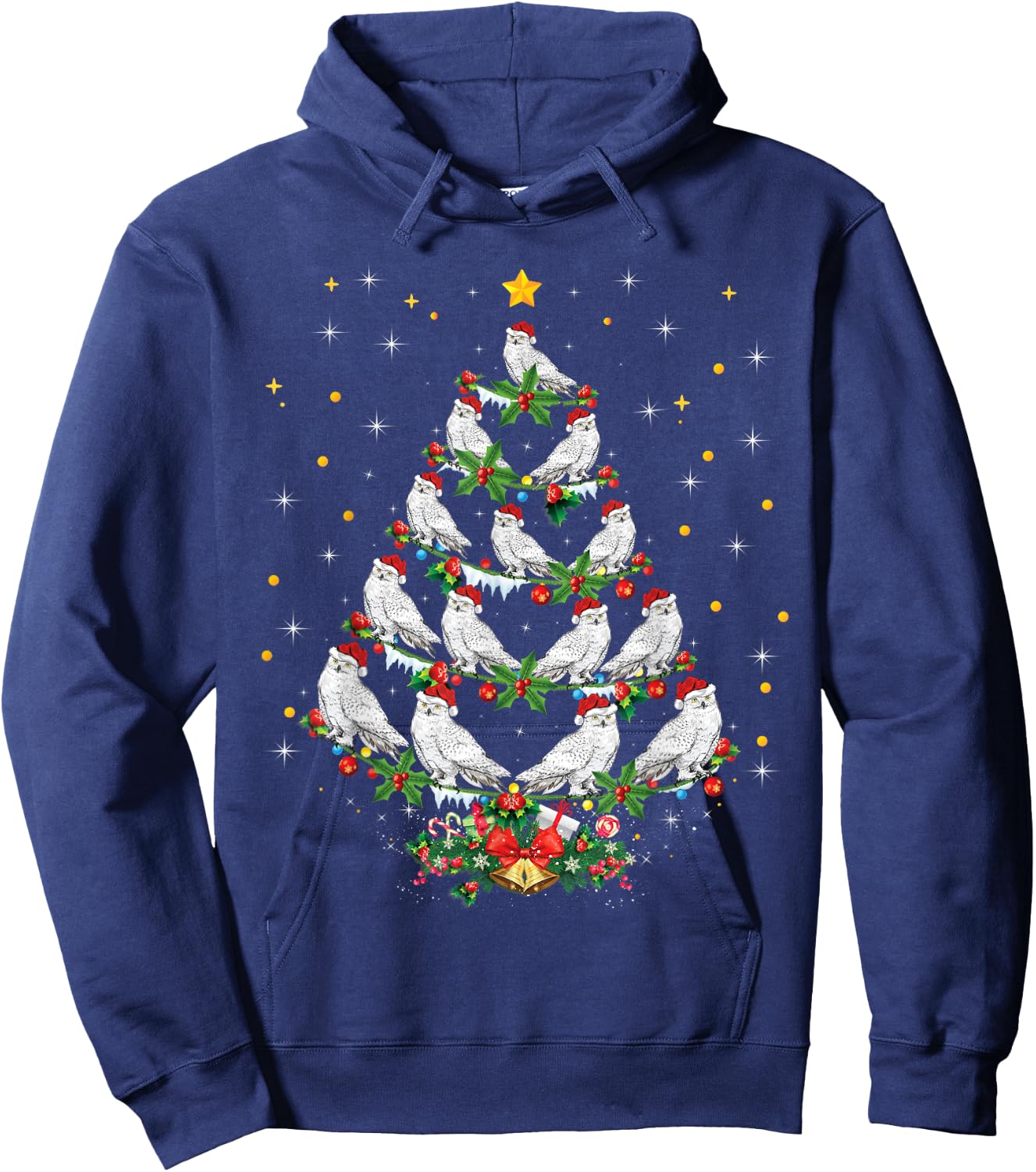 Snowy Owl Bird Lover Xmas Gift Snowy Owl Christmas Tree Hoodie - Hoodie | Navy