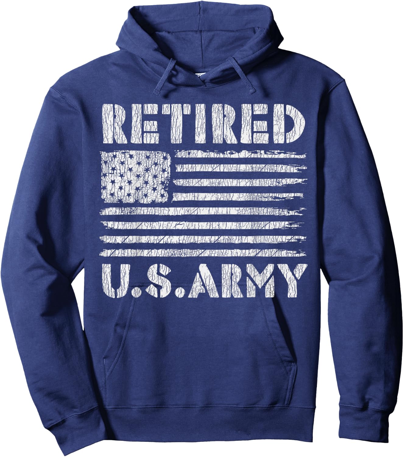 Vintage USA Flag Family Hero Proud Retired U.S Army Veteran Women Kids Men Hoodie - Hoodie | Navy