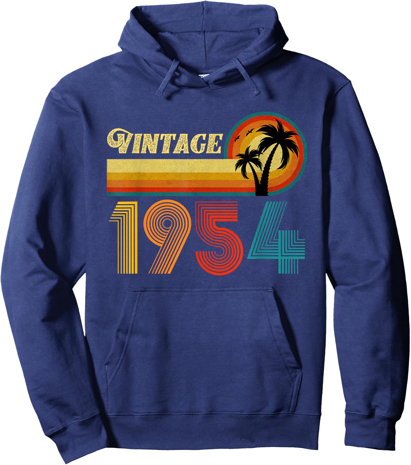 Vintage 1954 Birthday Gift Women 71 Years Retro Palm Hoodie - Hoodie | Navy