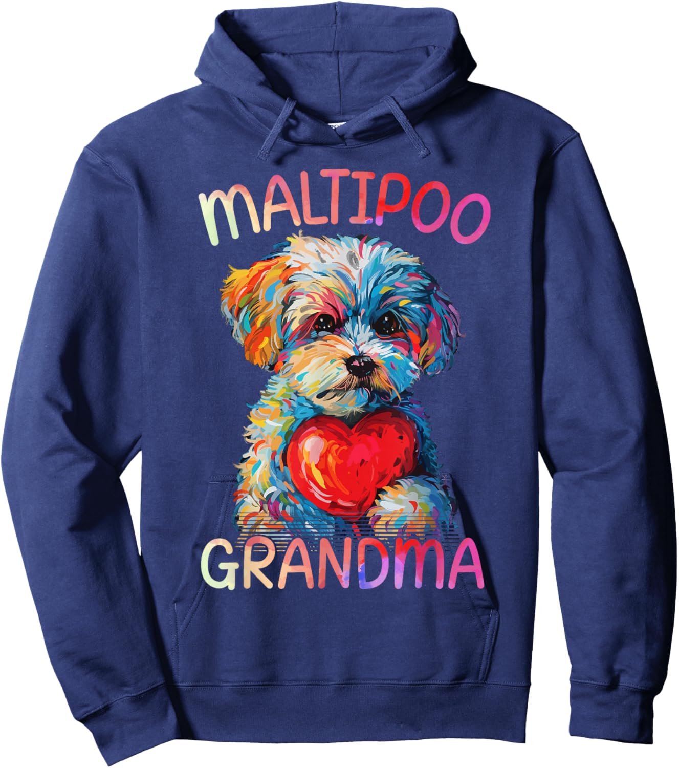 Maltipoo Dog Lovers Heart Pop Art Maltipoo Grandma Hoodie - Hoodie | Navy