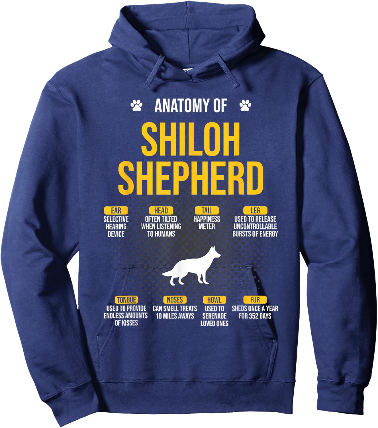 Anatomy Of Shiloh Shepherd Dog Lover Hoodie - Hoodie | Navy