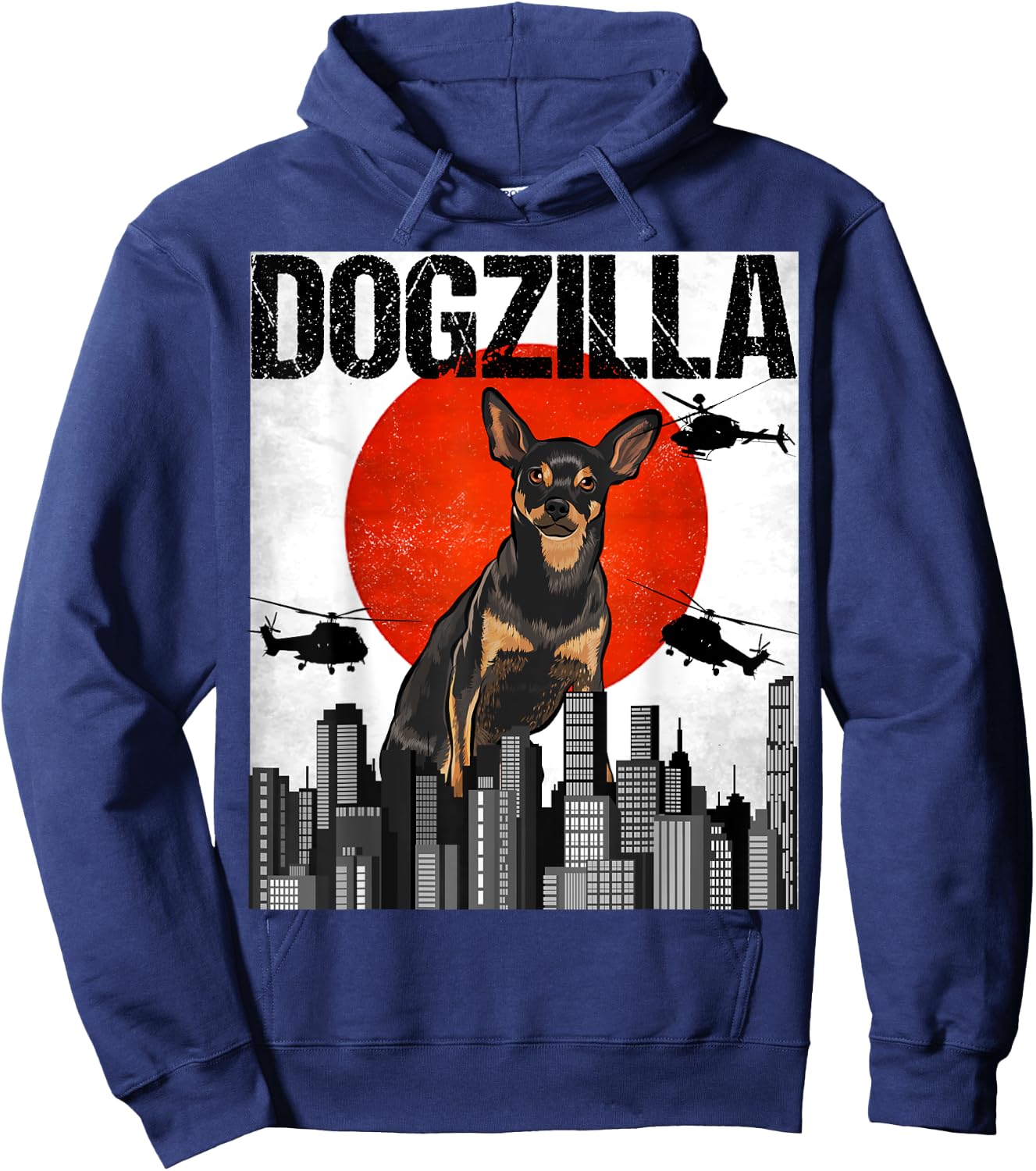 Funny Vintage Japanese Dogzilla Miniature Pinscher Hoodie - Hoodie | Navy