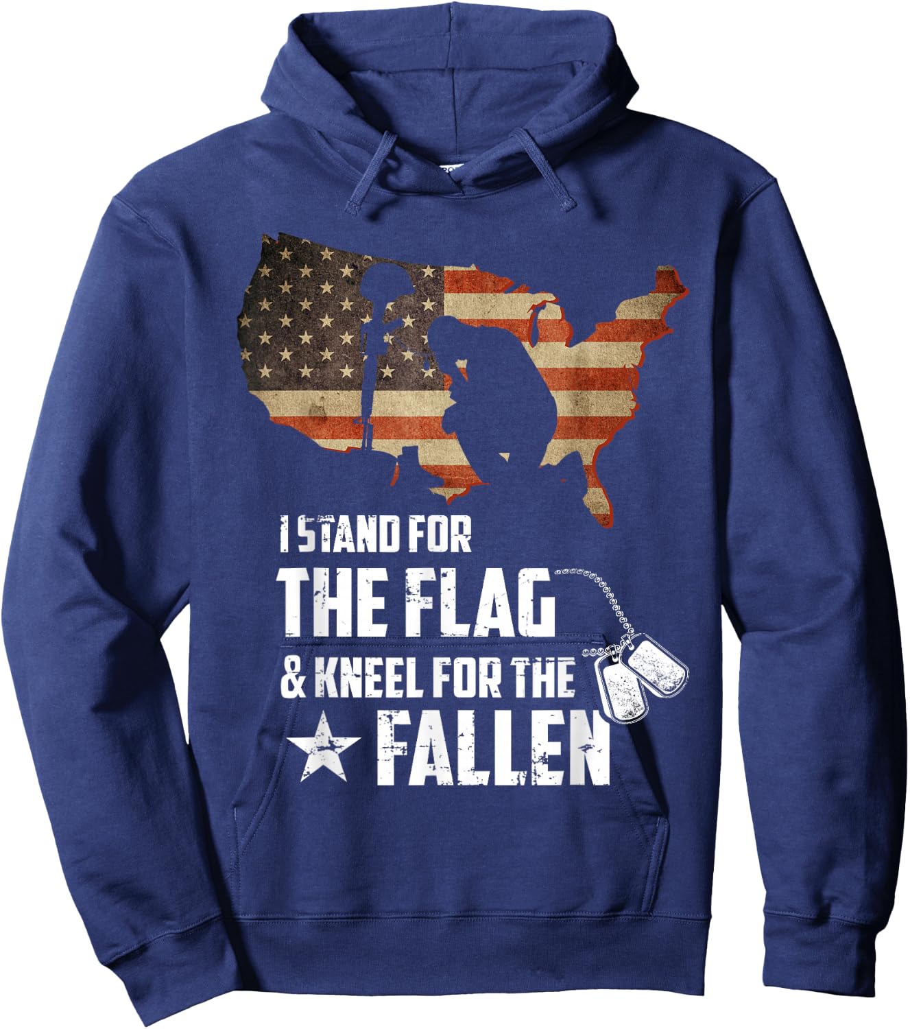 I Stand For The Flag And Kneel For The Fallen USA Veteran Hoodie - Hoodie | Navy