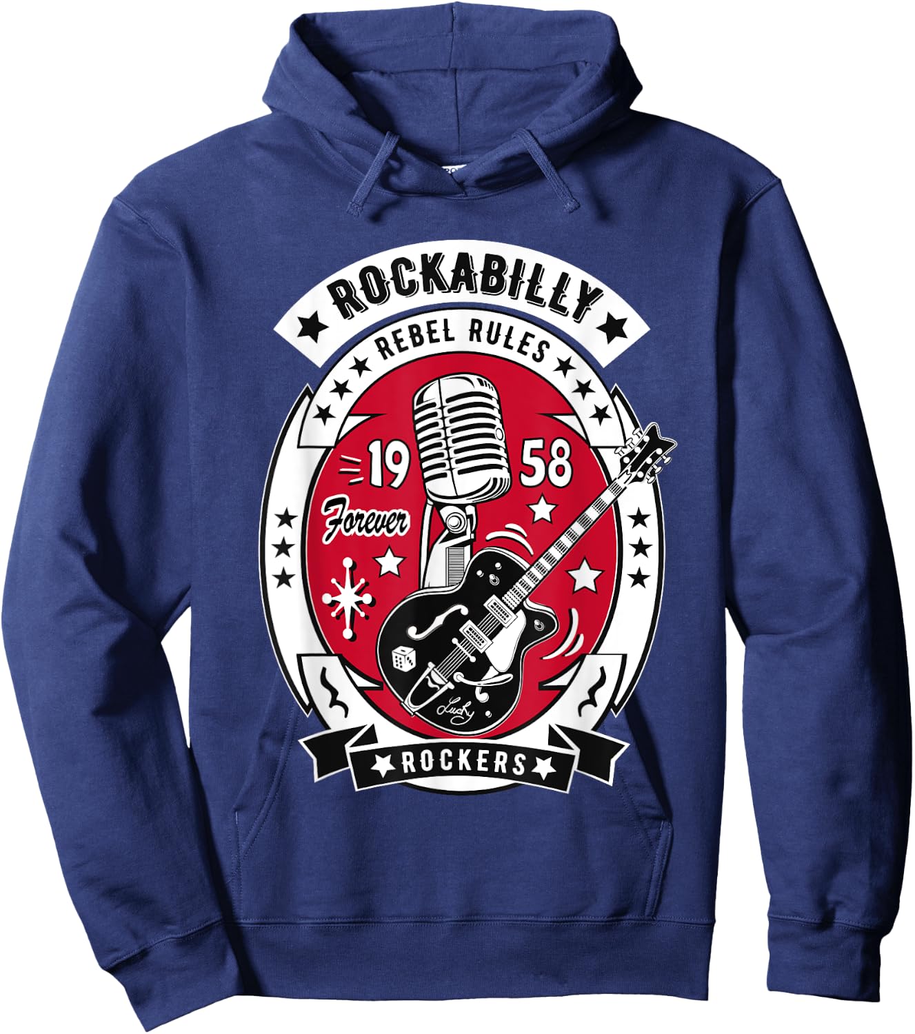 1950s Sock Hop Dance Rock N Roll Shirt 50s Rockabilly Guitar Hoodie - Hoodie | Navy