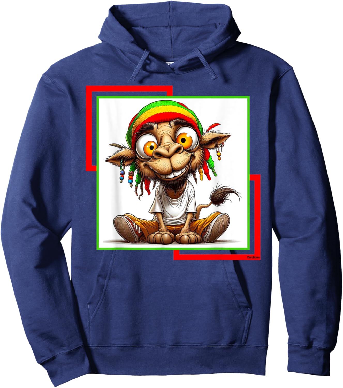 DigiRods Crazy Rasta Camel Reggae Theme Silly Cartoon Hoodie - Hoodie | Navy