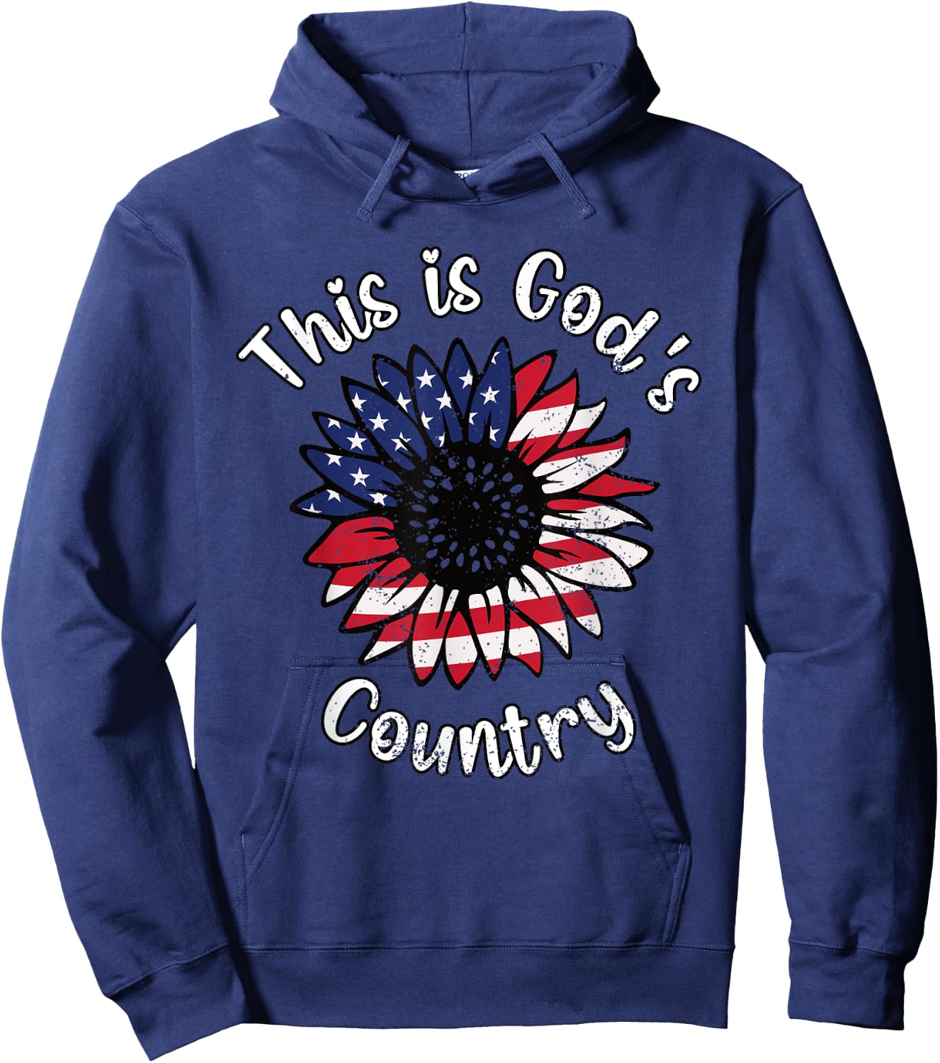 This Is God's USA Country Patriotic Christian Love Sunflower Women Girls Kids Men Hoodie - Hoodie | Navy