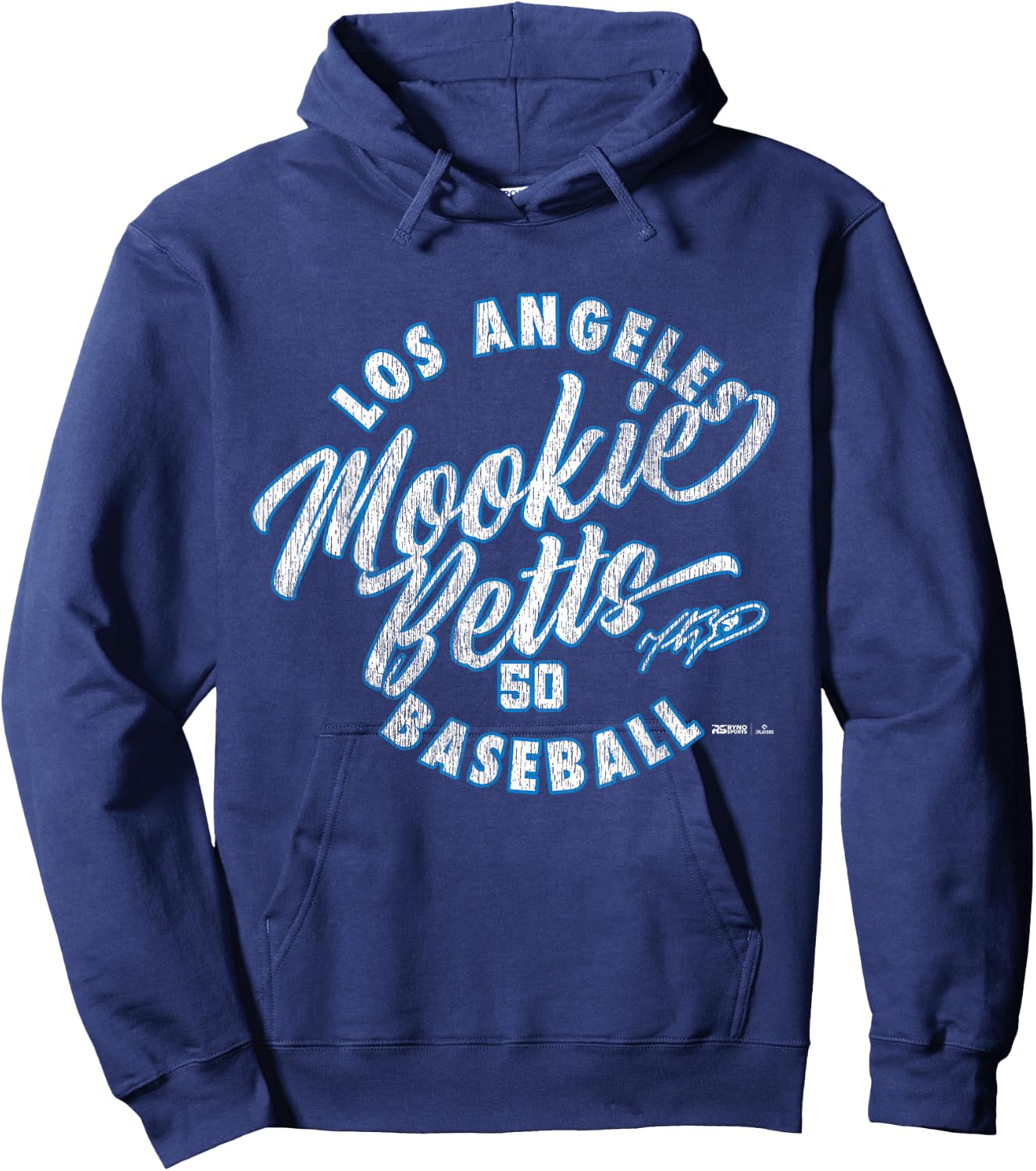 Mookie Betts Los Angeles Baseball Vintage Cursive MLBPA Hoodie - Hoodie | Navy