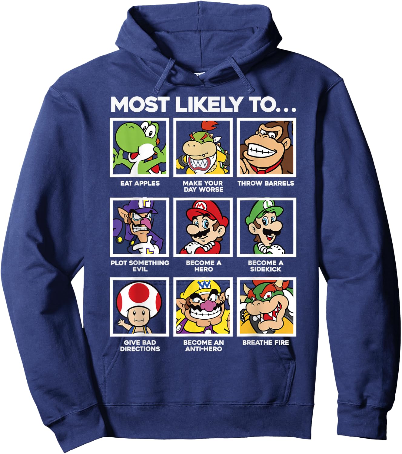 Super Mario Most Likely To Character Box Up Hoodie - Hoodie | Navy
