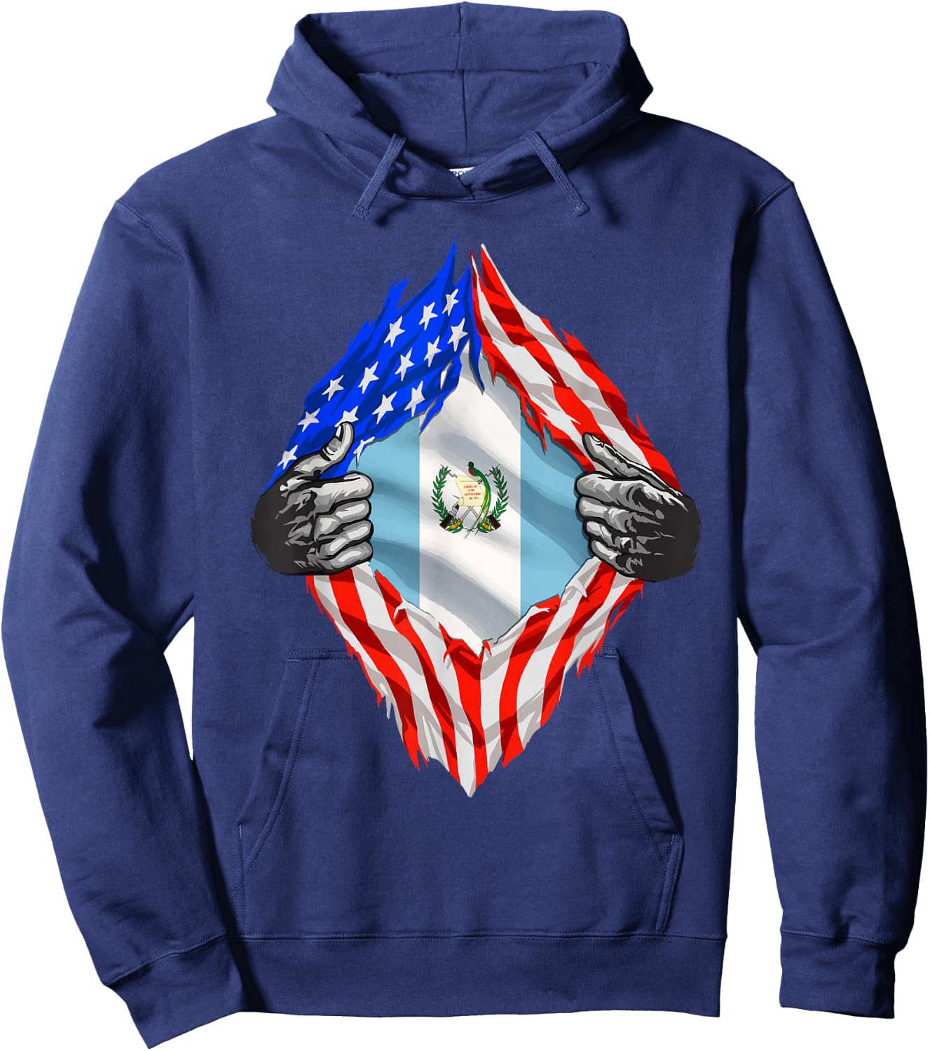 Guatemala Shirt Guatemala USA Flag Guatemalan American Roots Hoodie - Hoodie | Navy