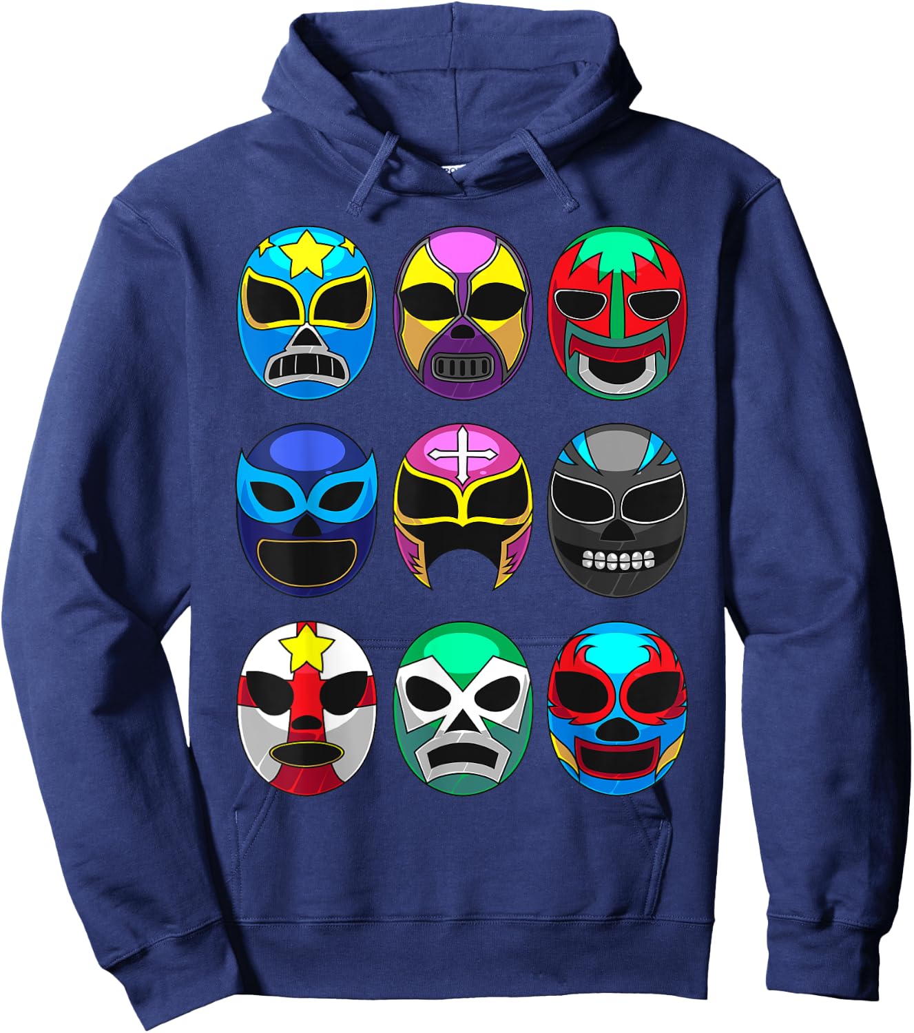 Cool Lucha Libre Wrestlers Masks | Funny Wrestling Gift Fan Hoodie - Hoodie | Navy
