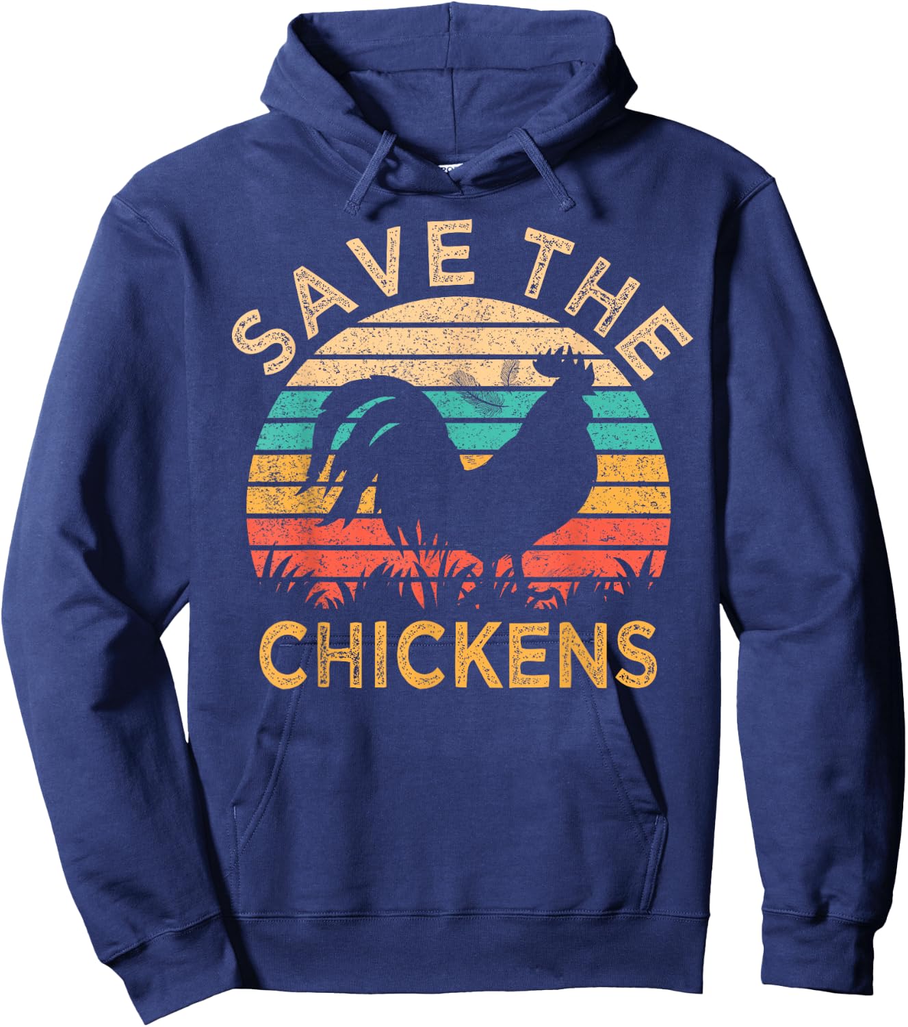 Save The Chickens Funny Vegetarian Vegan Chicken Lover Hoodie - Hoodie | Navy