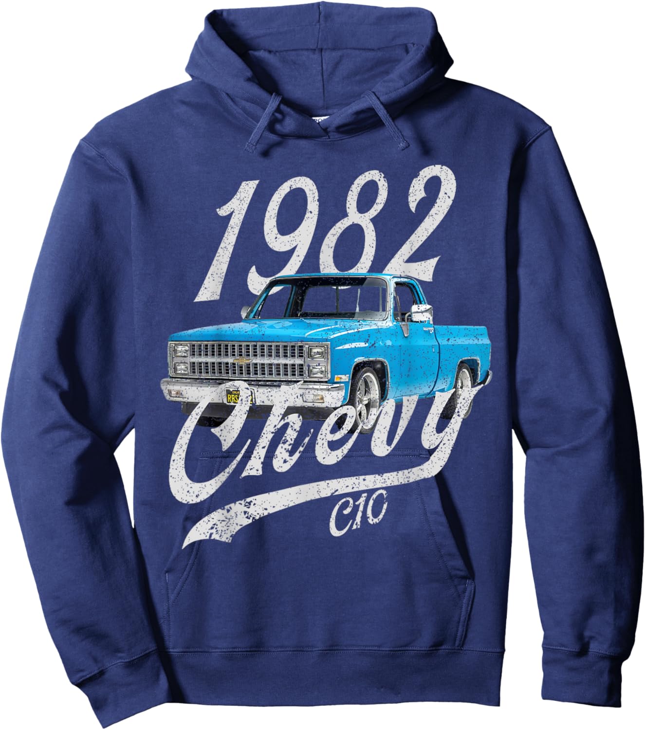 1982 Chevys C10 Pick Up Back of Rear Drawing Hoodie - Hoodie | Navy