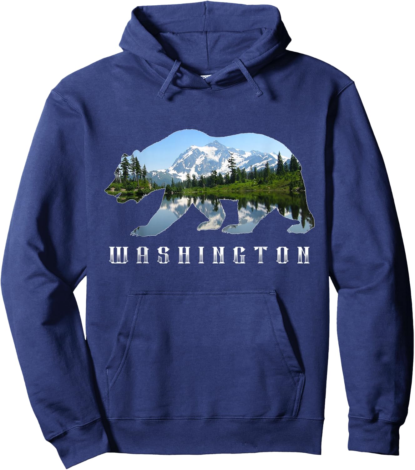 Washington Bear & North Cascades Park Image Souvenir Hoodie - Hoodie | Navy