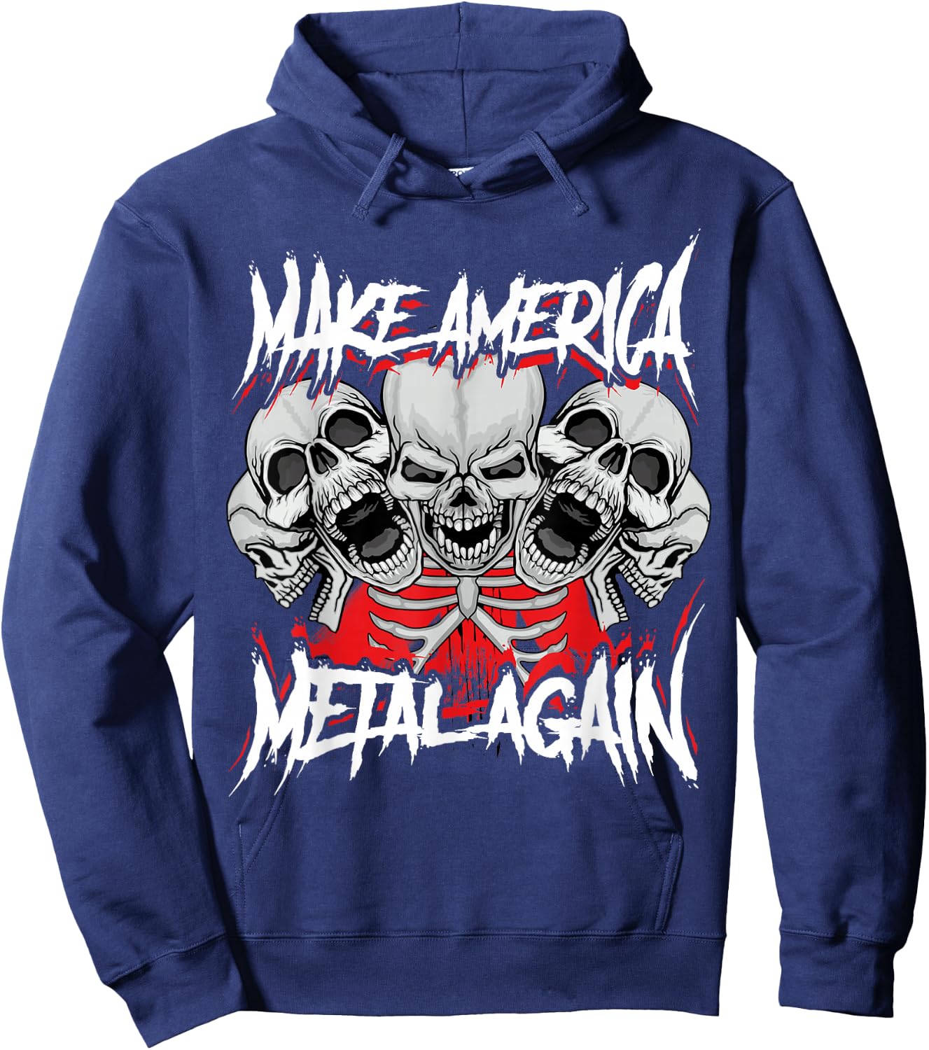 Make America Metal Again Skull Rock Metal Rock Hardcore Gift Hoodie - Hoodie | Navy