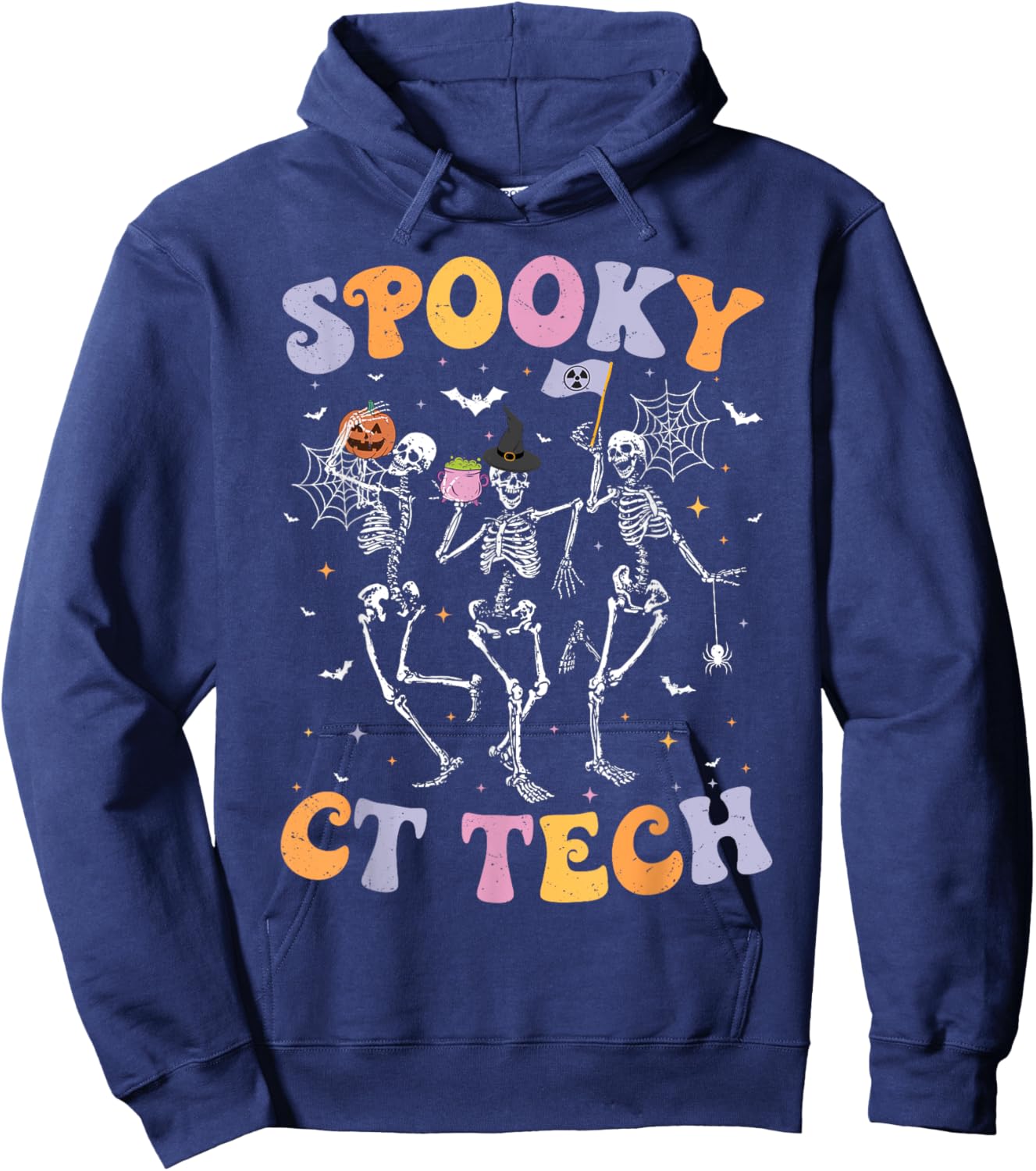 Skeleton Spooky CT Tech Computed Tomography Tech Halloween Hoodie - Hoodie | Navy