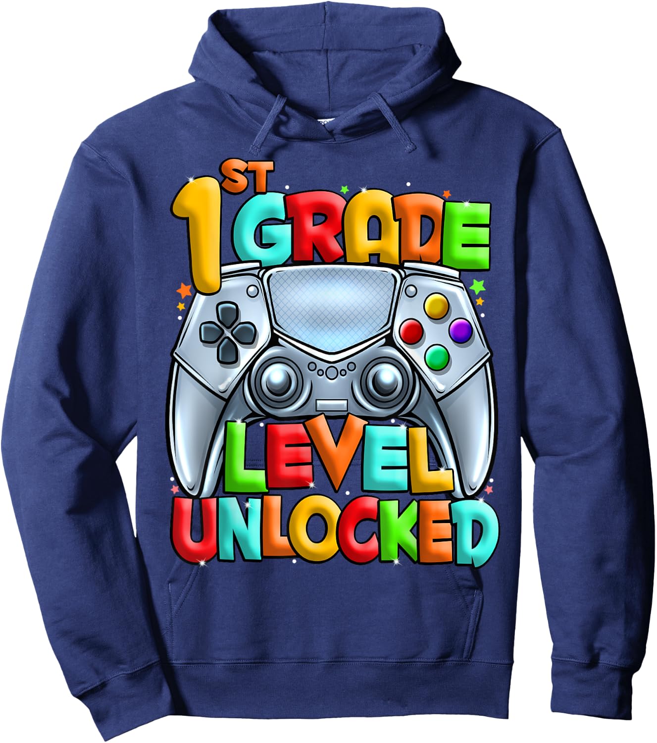 1st Grade Level Unlocked Video Gamer Back to School Kids Hoodie - Hoodie | Navy