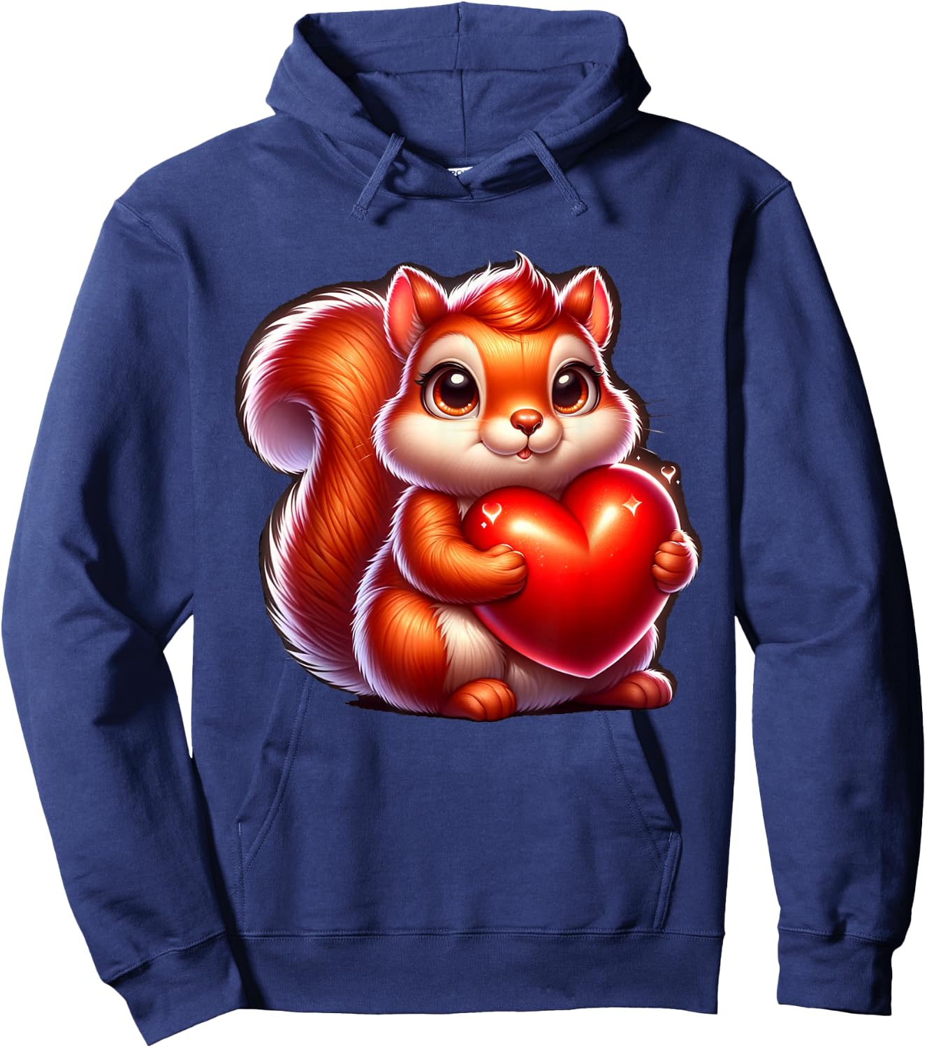 Cute Funny Squirrel Hugging Heart Valentines Day Hoodie - Hoodie | Navy