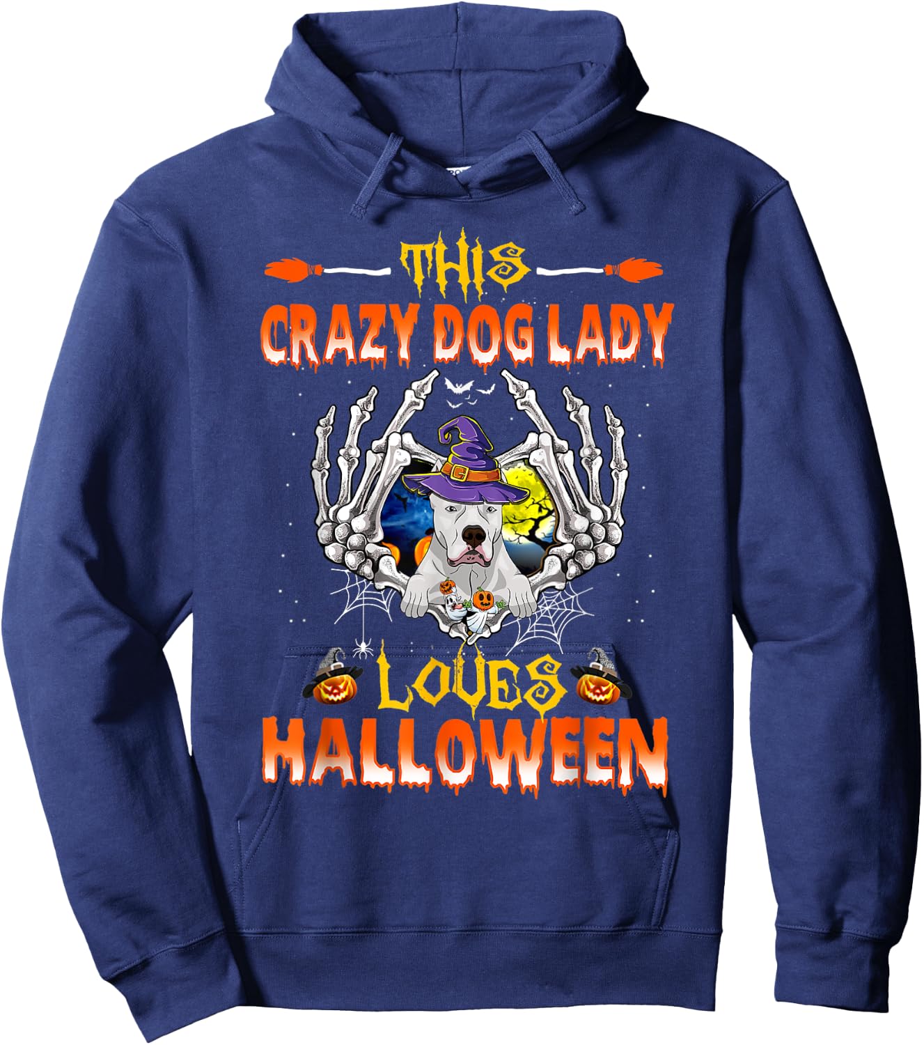 This Crazy Dog Lady Dogo Argentino Loves Halloween Hoodie - Hoodie | Navy