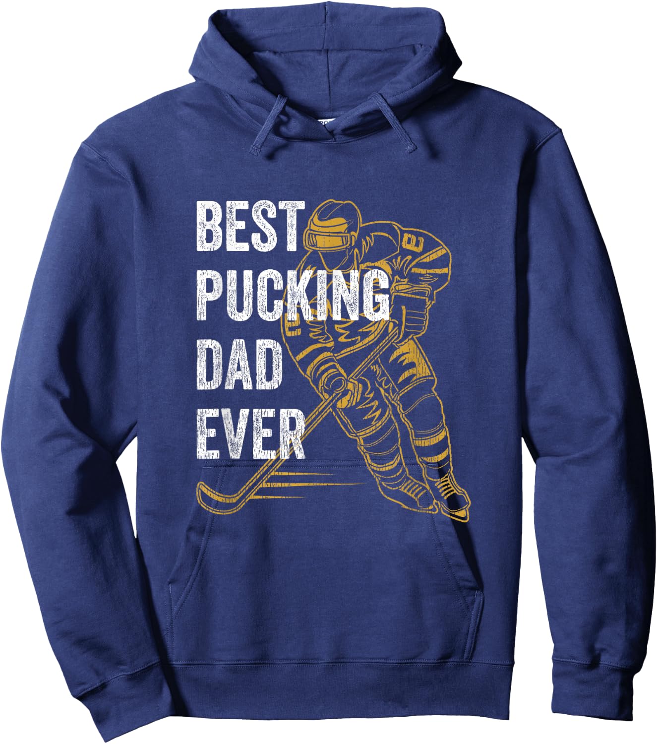 Vintage Best Pucking Dad Ever Retro Funny Hockey Father Hoodie - Hoodie | Navy